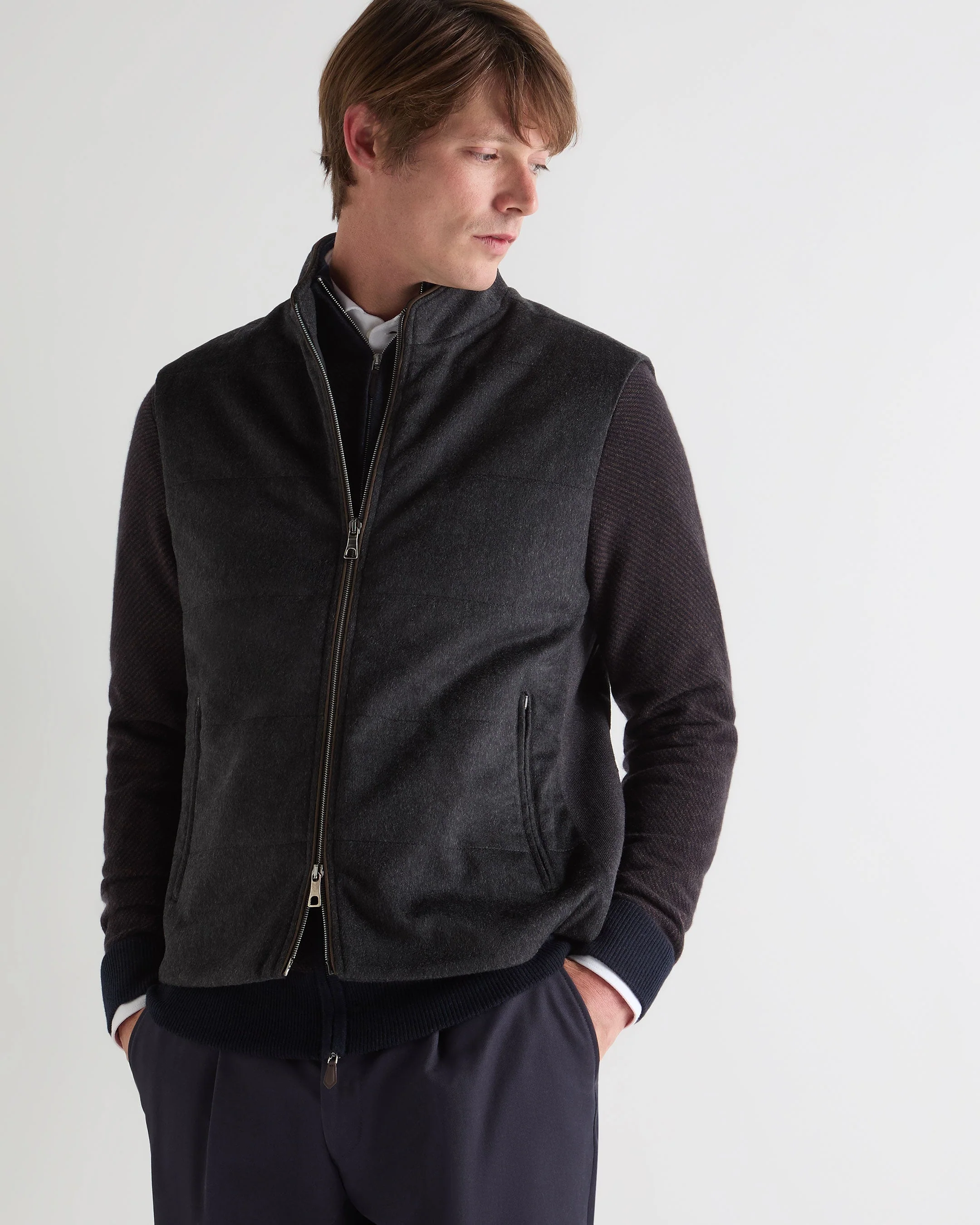 Men's Belgravia Cashmere Gilet Dark Charcoal Grey