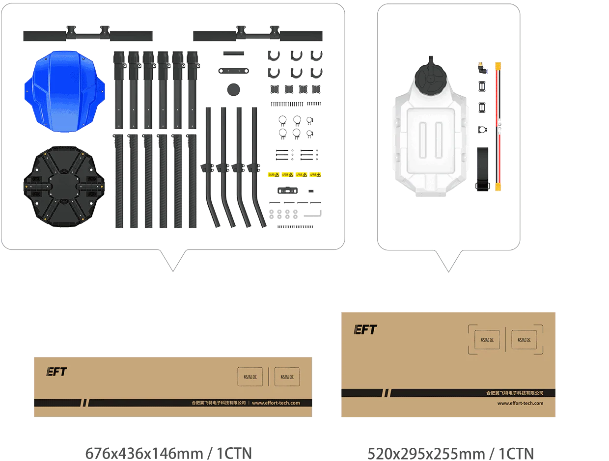 EFT E610M 10L Agriculture Drone - 6-Axis 10KG Payload Take-off Under 25KG Ultralight Frame