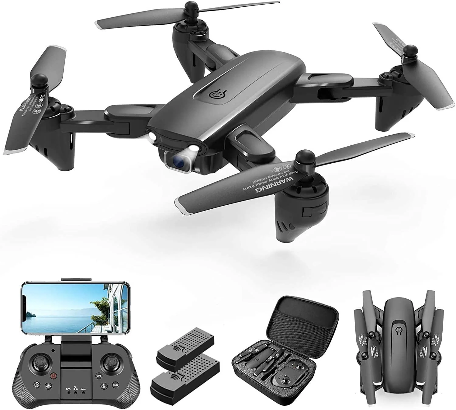 DRONEEYE 4DF6 Drone - with 1080P HD Camera for adults Kids,FPV Live Video RC Quadcopter for Beginners, 2 Batteries,Carrying Case, With Auto Hover,3D Flip,Headless Mode,One Key Start, Waypoint Fly