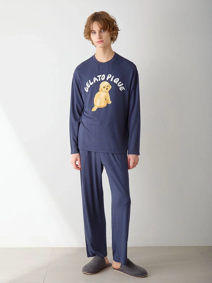 Men's DOG One-point Print long pants