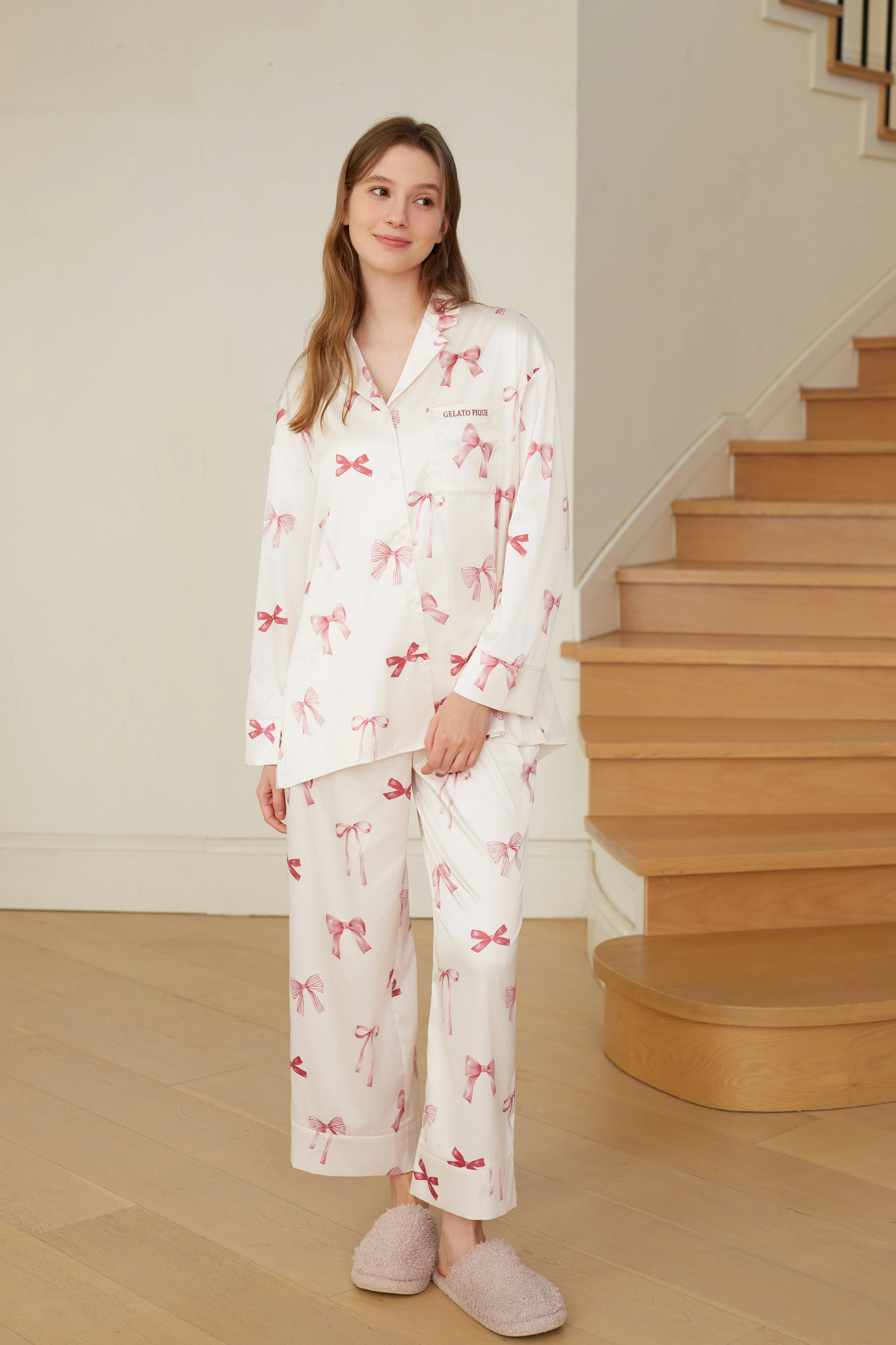 Ribbon Shirt & Long Pants Set