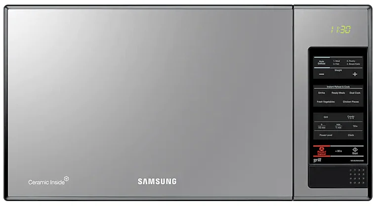 Samsung  40 Liter stainless finish with Black glass mirror 40 Liter 220 volt microwave with grill 220v 240 volts 50 hz MG402/220v