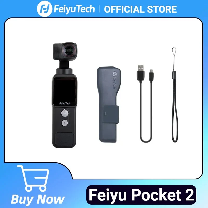 Feiyu Pocket 2 - Handheld 3-Axis Gimbal Stabilized 4K Video Action Camera with Mic 130° View 12MP Photo 4X Zoom