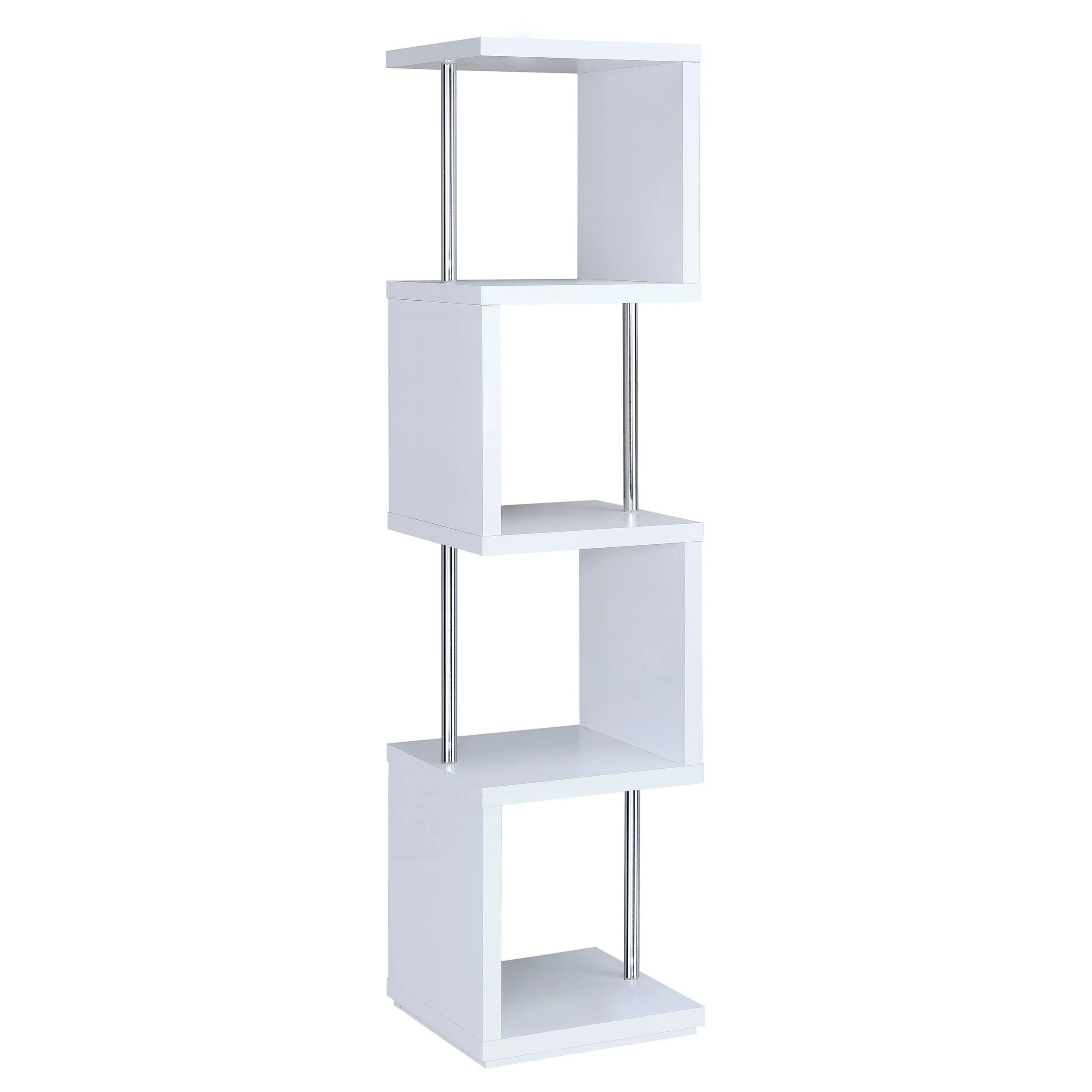 Baxter 67-inch 4-shelf Bookshelf Black and Chrome