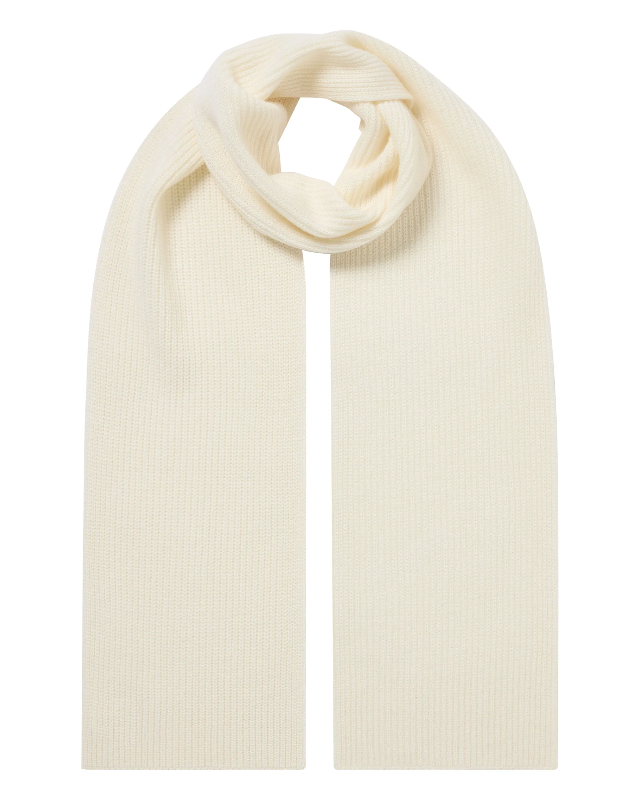 Unisex Ribbed Cashmere Scarf New Ivory White