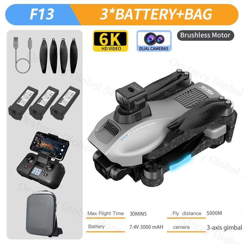 F13 Drone - 8K HD Camera 3Axis Gimbal Eis Anti Shake With GPS Repeater Brushless Motor Quadcopter RC Helicopter Toys Professional Camera Drone