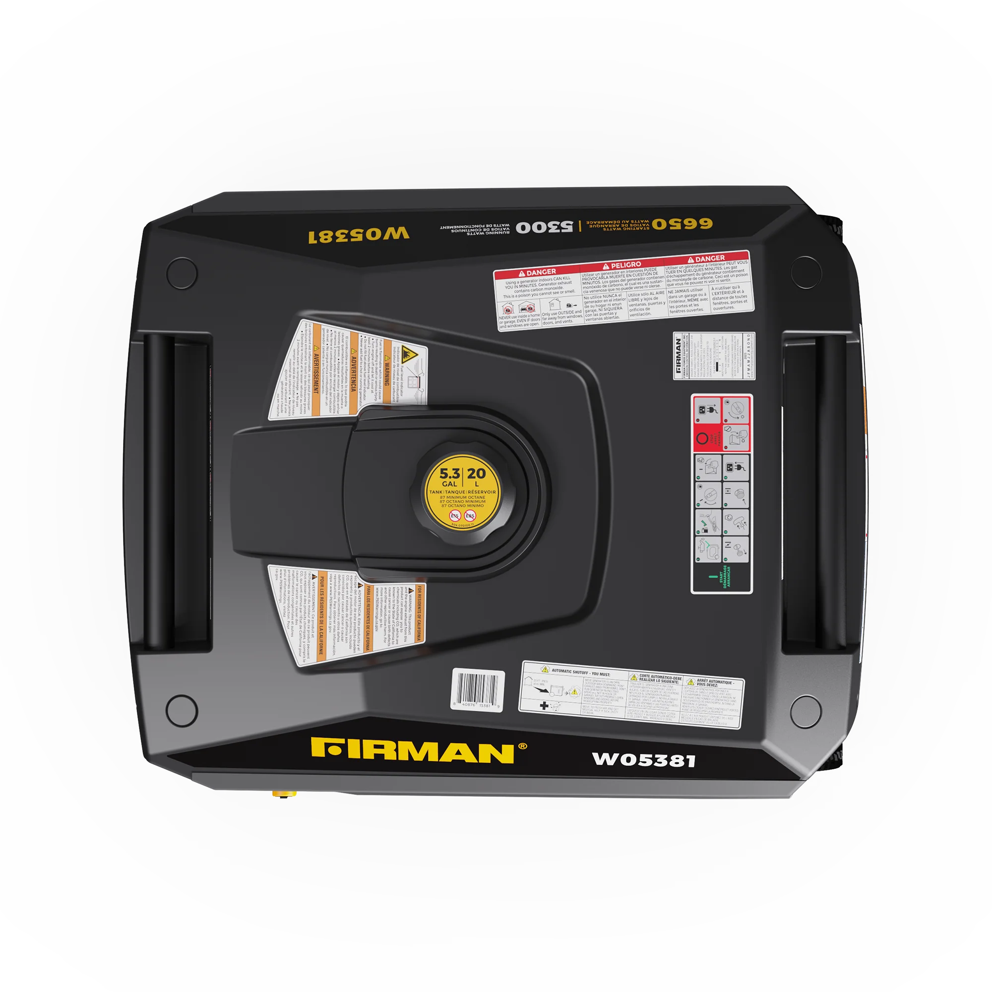 Gas Inverter Portable Generator 6650/5300 Watt 120/240V CO Alert