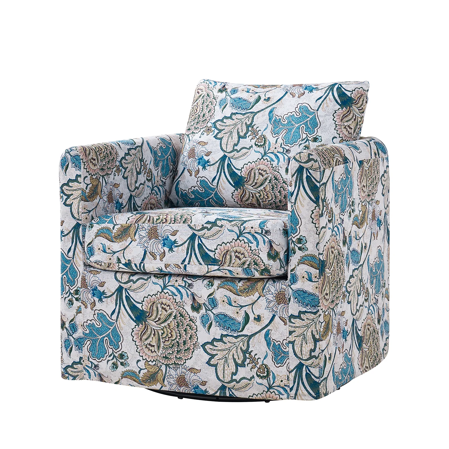 Armando Slipcovered Swivel Chair in Blue