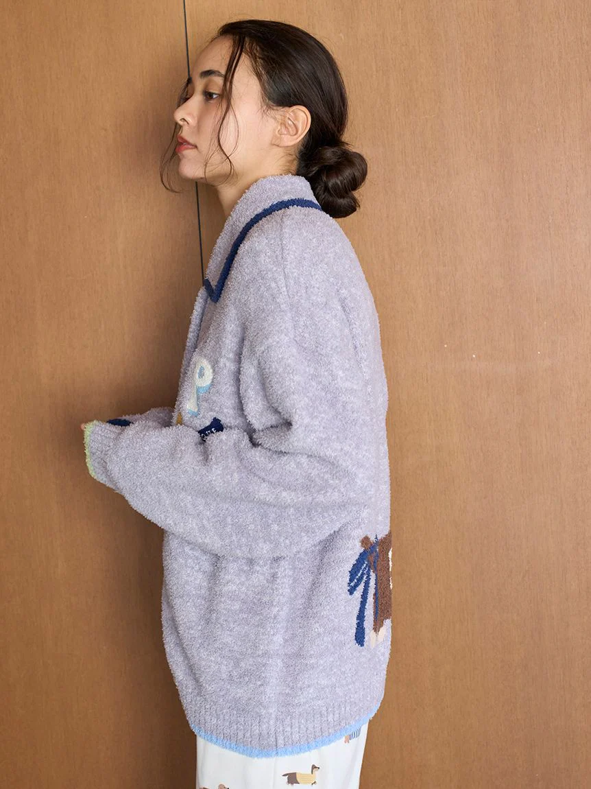 Baby Moco Dachshund Jacquard Cardigan