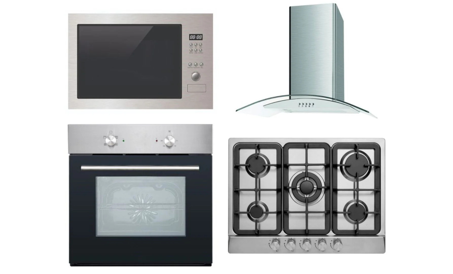 CulinaEurope Package 220 votls gas cooktop, built in oven, built in microwave combination and hood fan 220v 240 volts