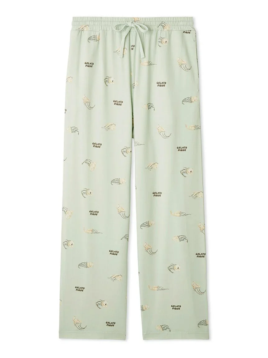 Mens Sleeping Cat Rayon All-over Print Pants