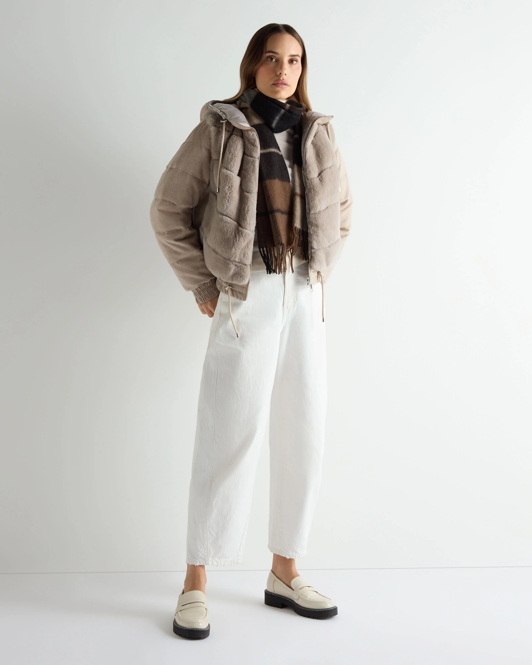 Women's Rex Front Padded Jacket Beige Brown