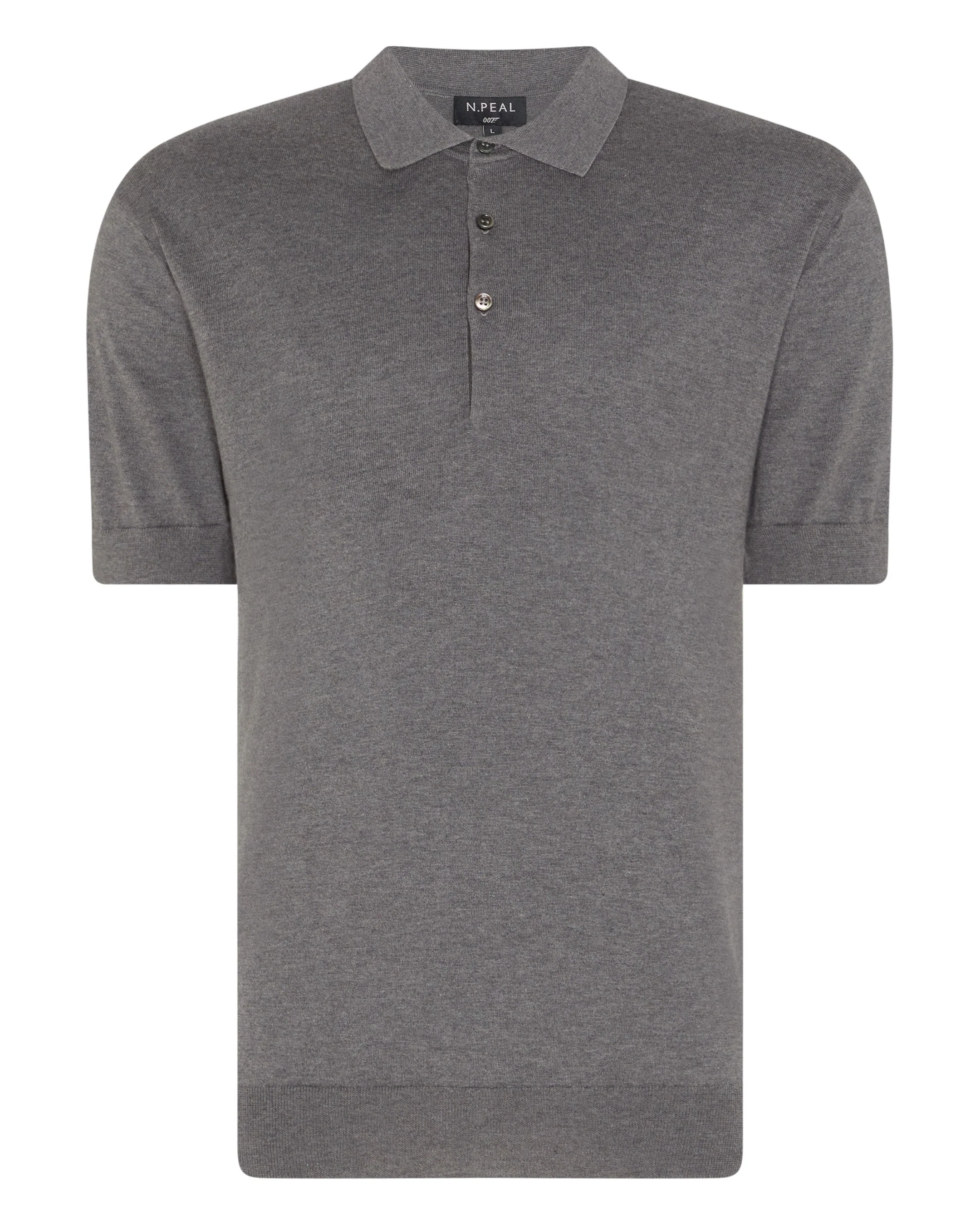007 Short Sleeve Cotton Cashmere Collared Polo T-Shirt Smoke Grey