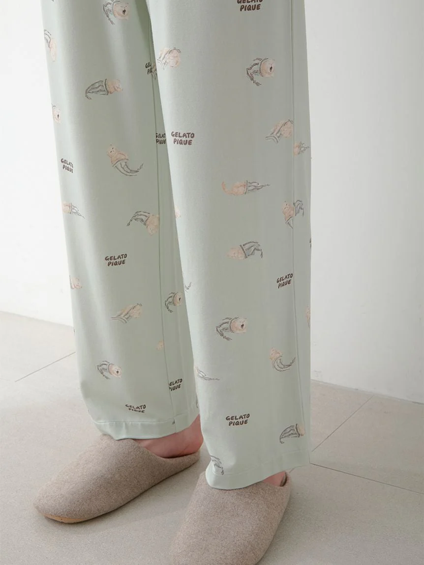Mens Sleeping Cat Rayon All-over Print Pants