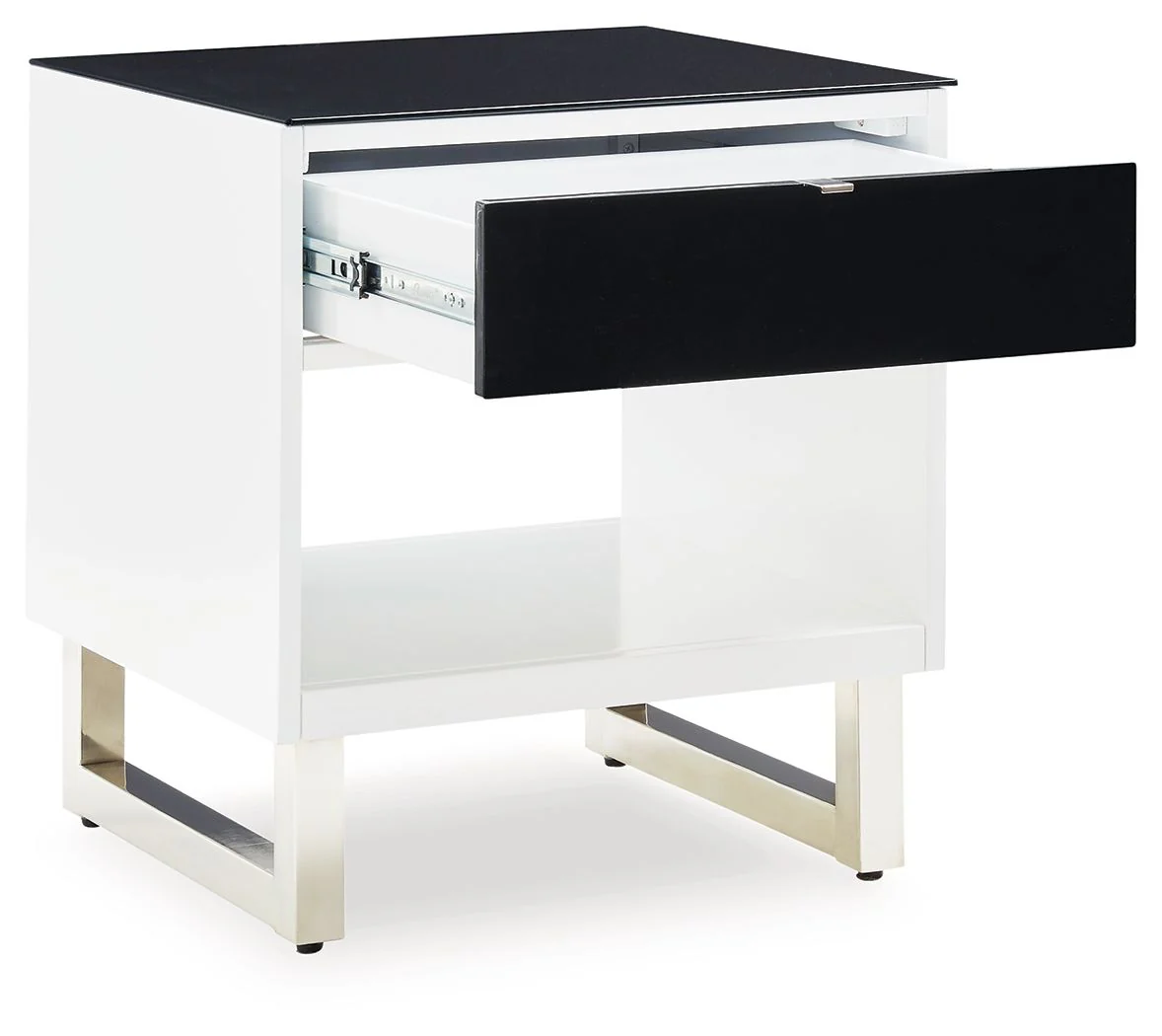 Gardoni - Rectangular End Table - White / Black