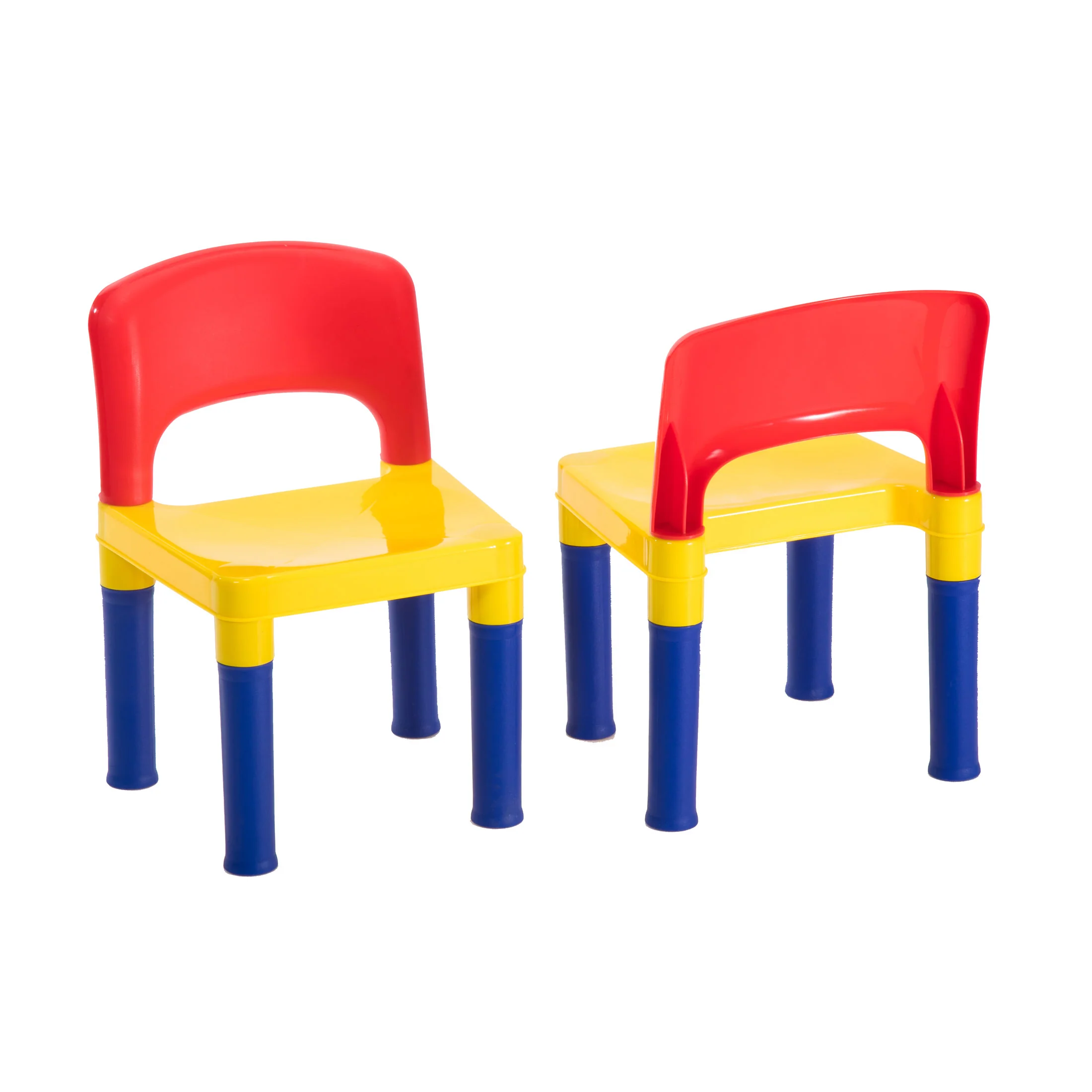 Kids Table & 2 Chairs Plastic Set (Blue, Red & Yellow)