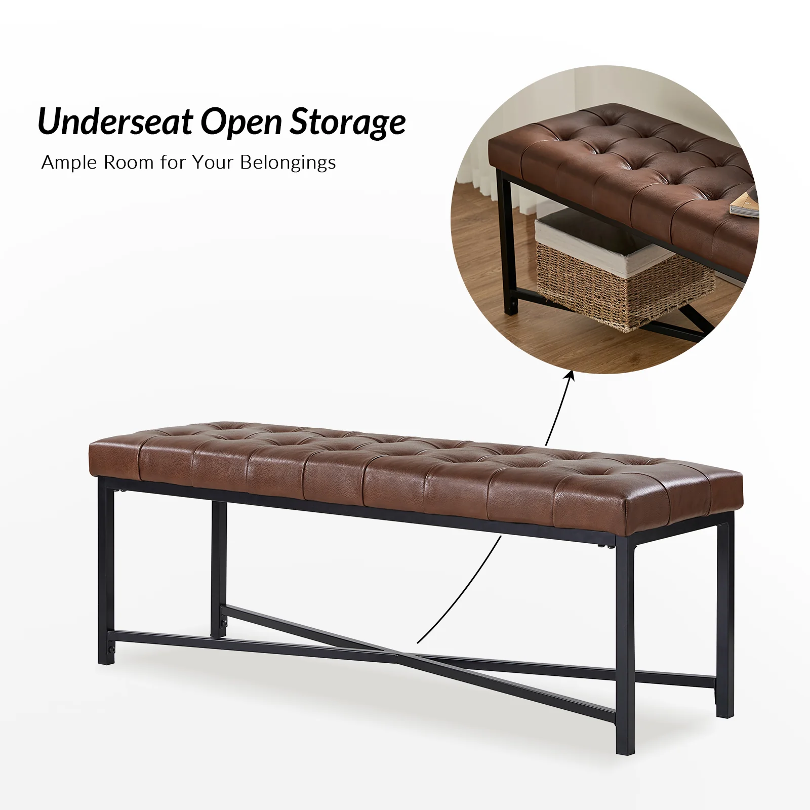 Arnold Upholstered Flip Top Storage Bench in Brown