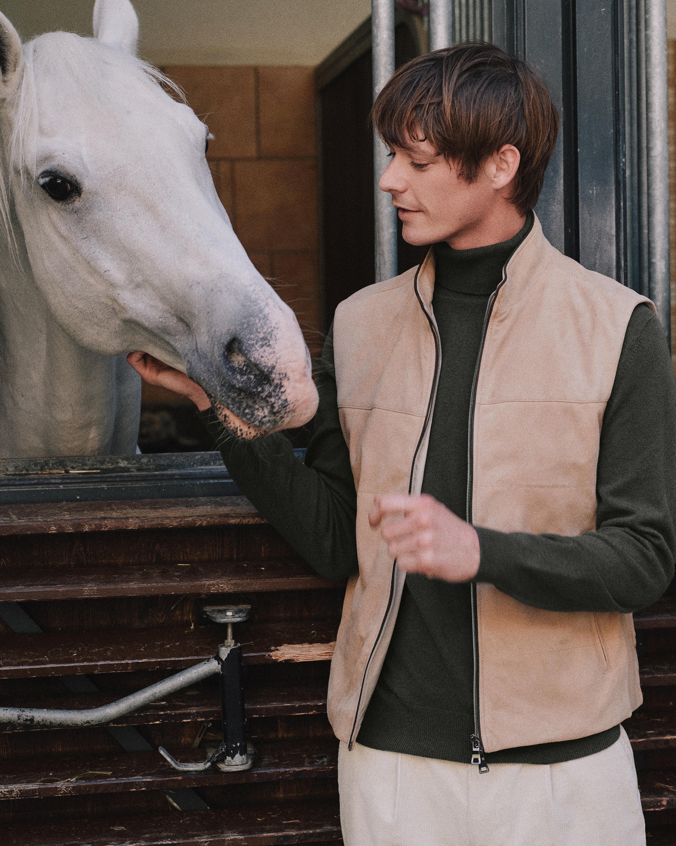 Men's Belgravia Suede Gilet Beige Brown