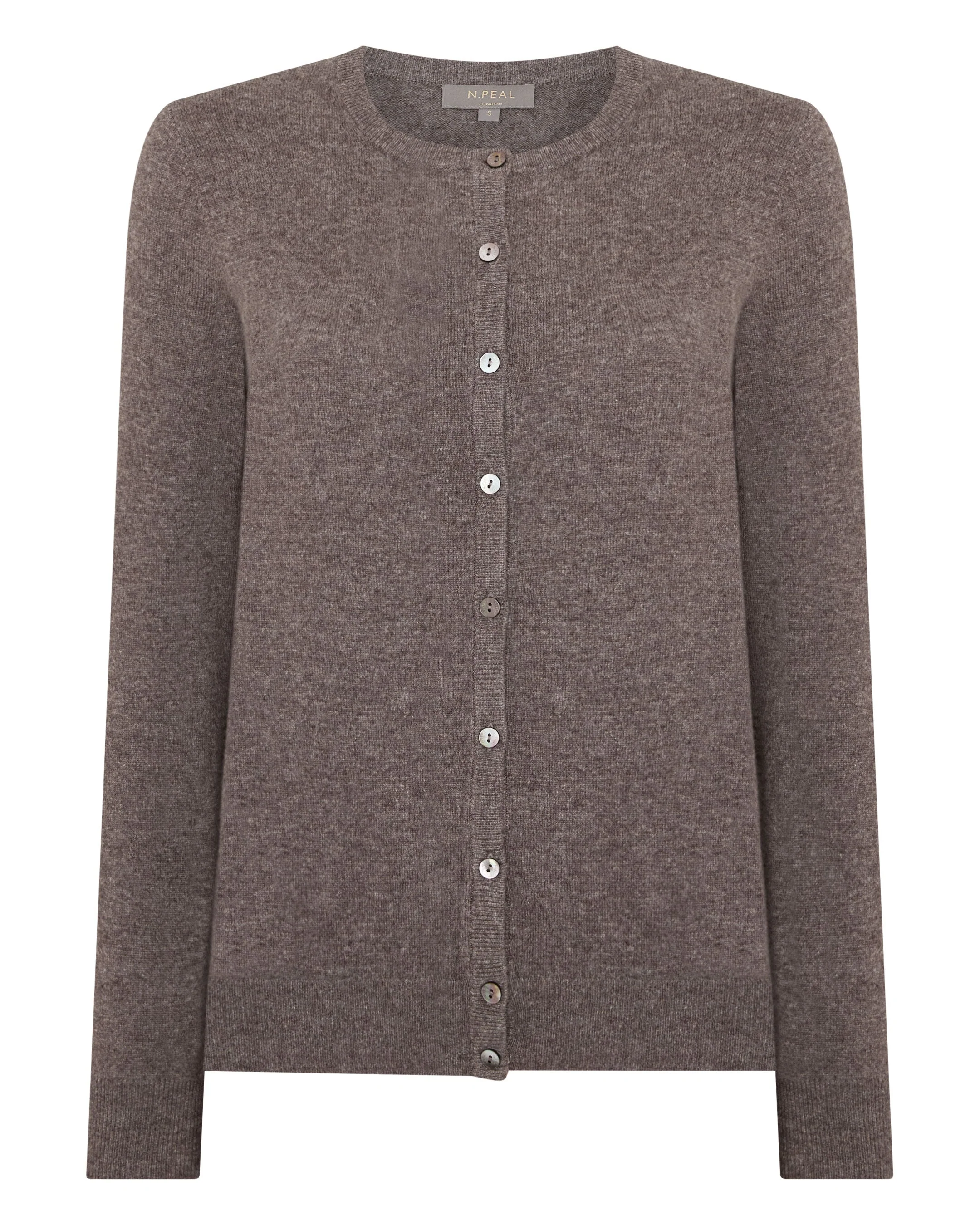 Women's Olivia Round Neck Cashmere Cardigan Otter Brown