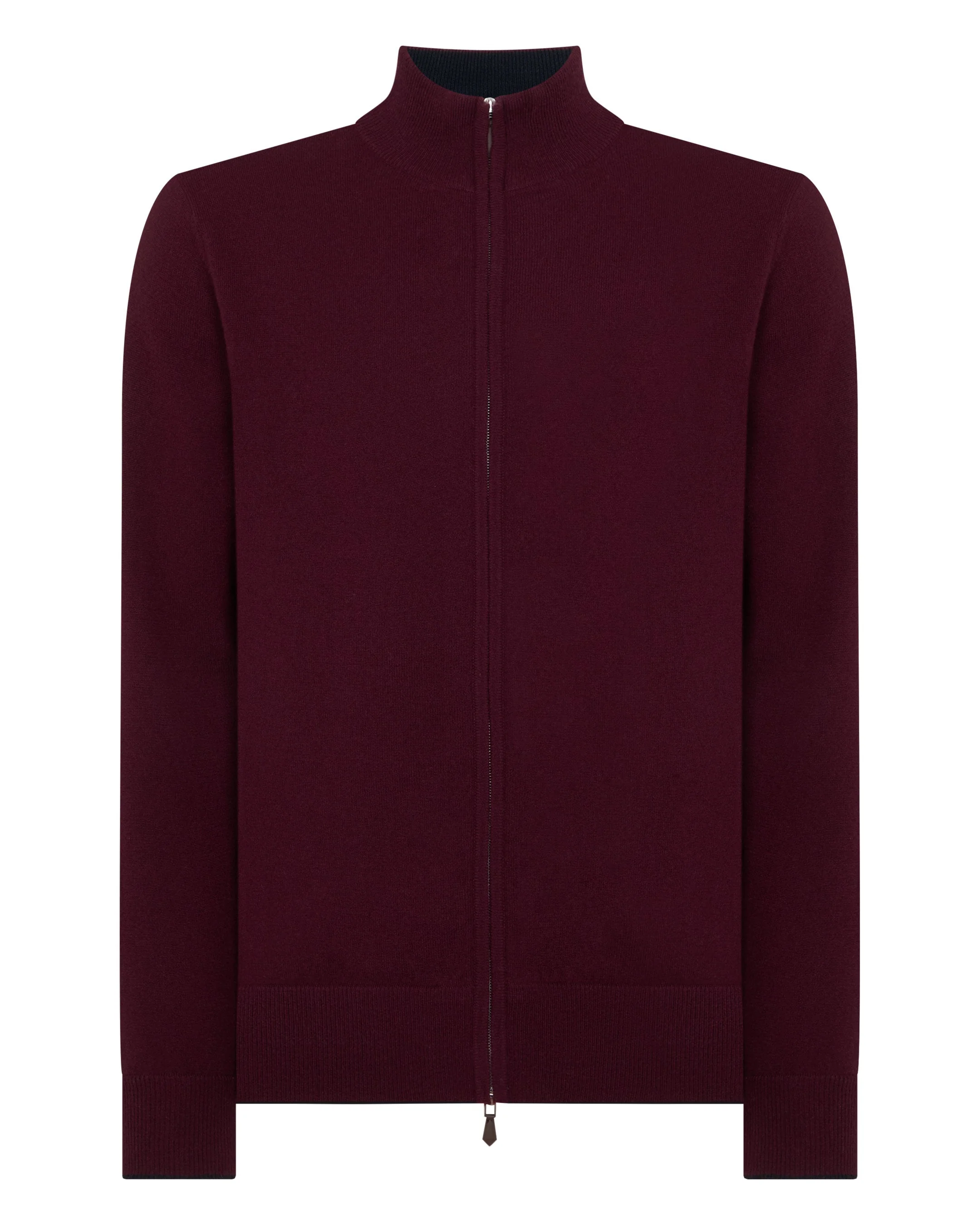 Men's Knightsbridge Full Zip Cashmere Jumper Bordeaux Red