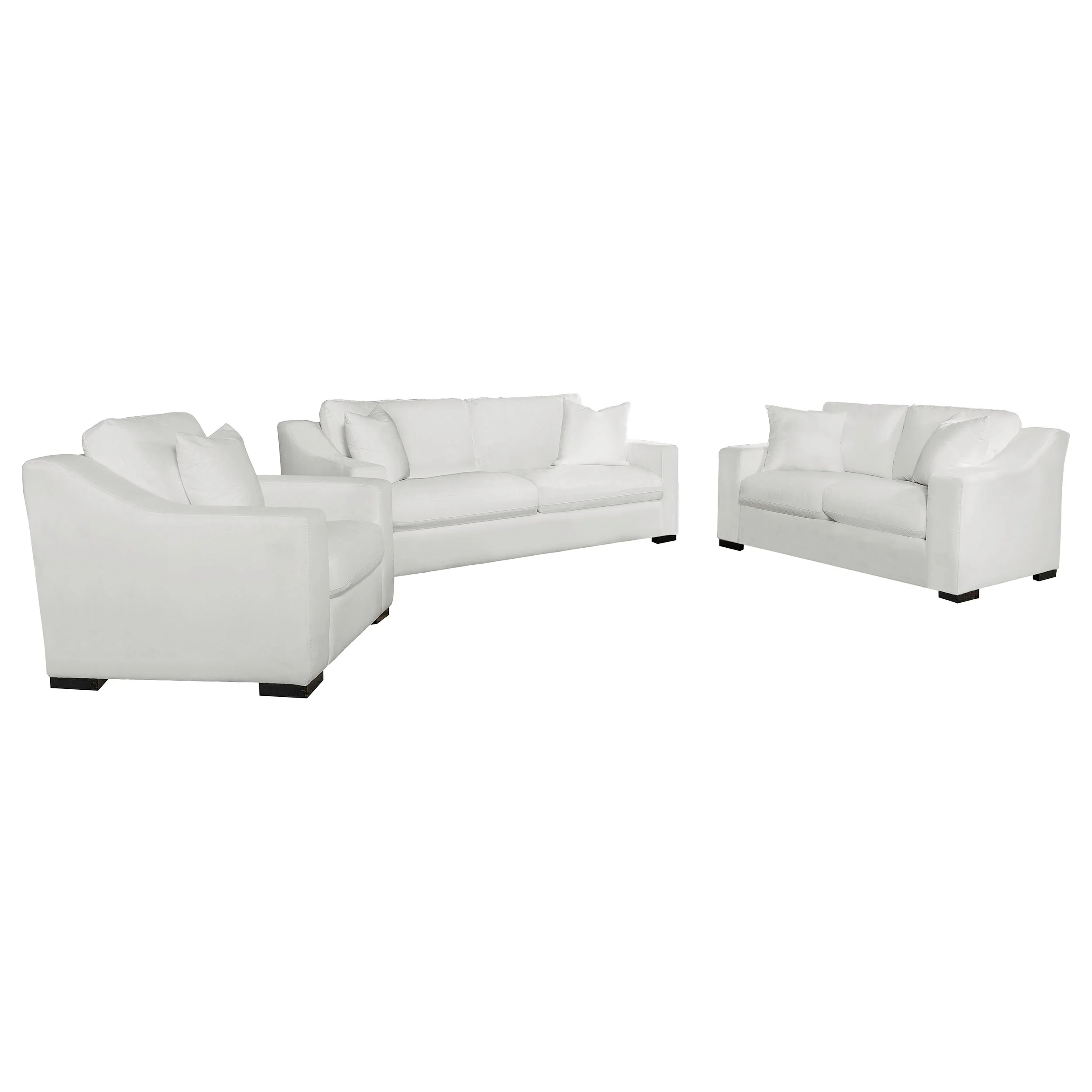 Ashlyn  Upholstered Sloped Arm Sofa Set White