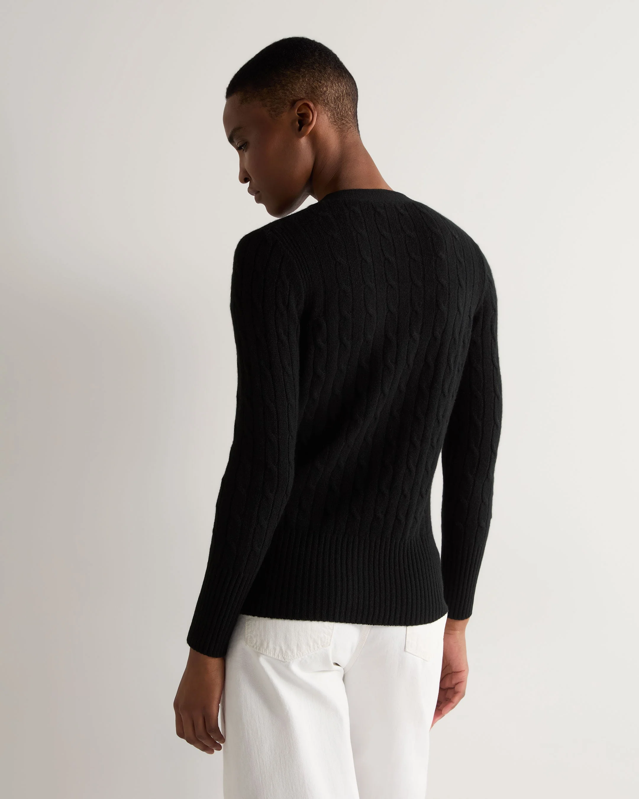 Women's Clara Cable V Neck Cashmere Cardigan Black