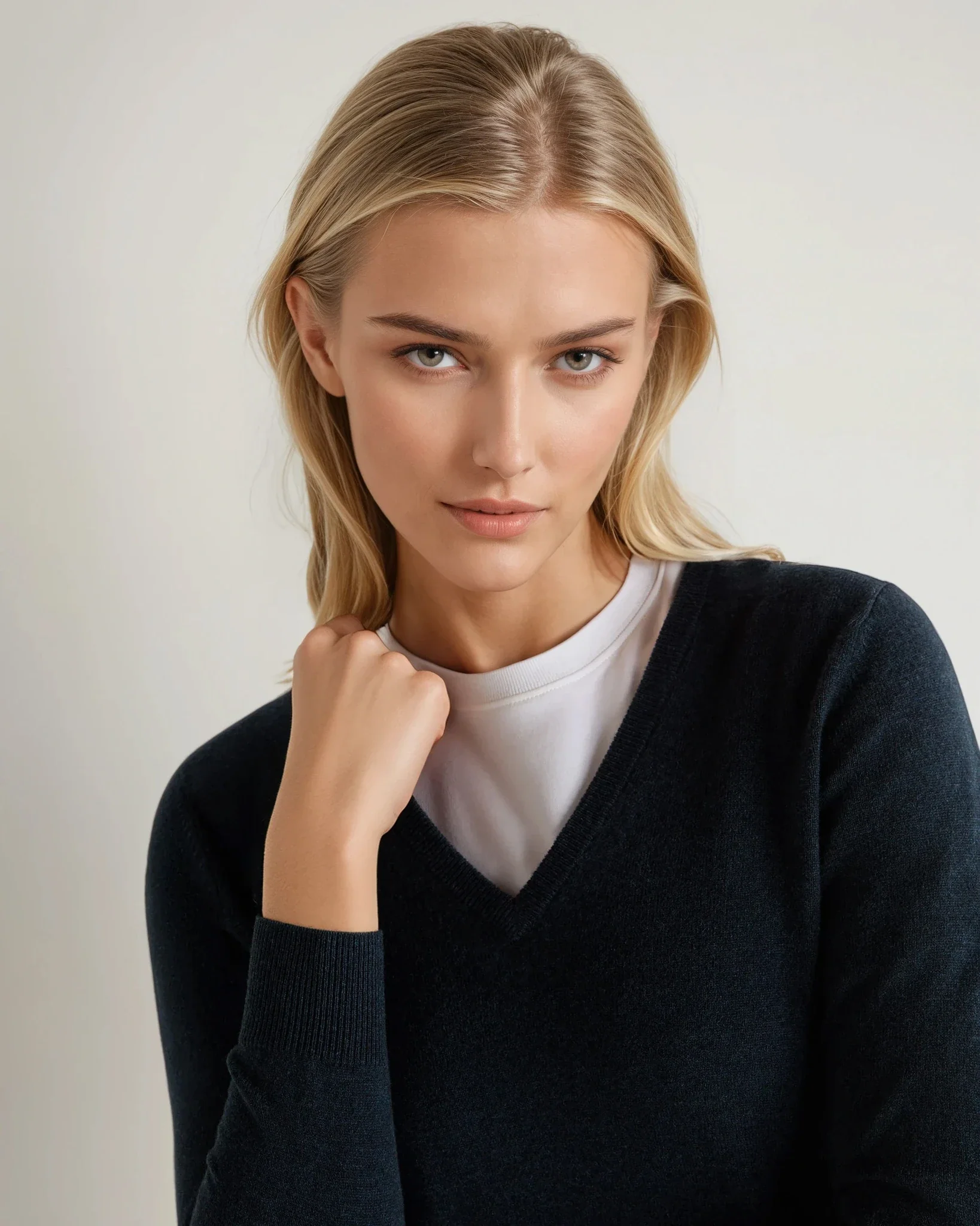 Women's Phoebe V Neck Cashmere Sweater Indigo Blue