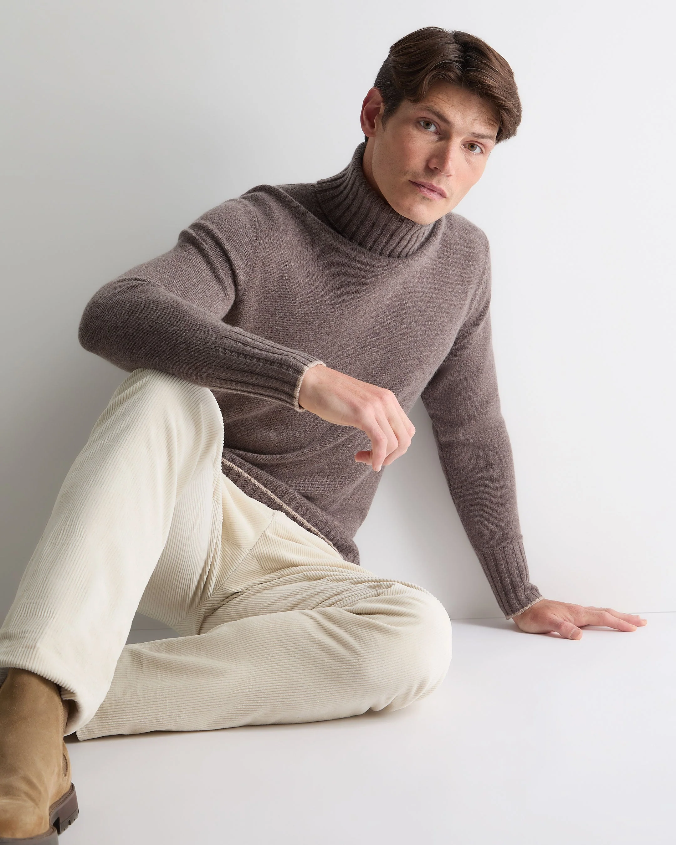 Men's Brompton Turtle Neck Cashmere Sweater Otter Brown