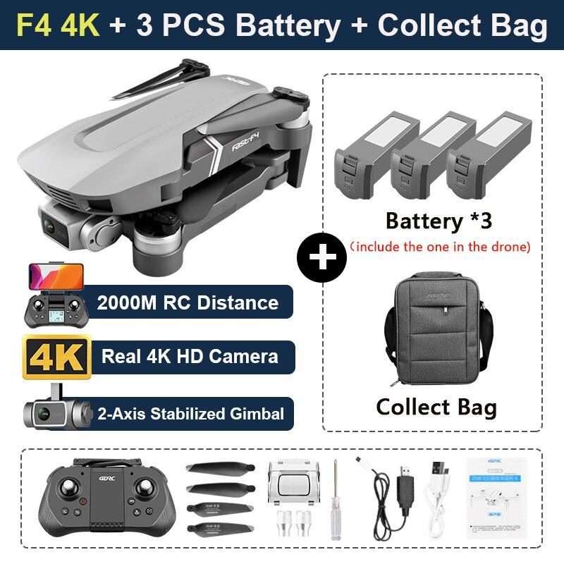 F4 Drone - 4K HD Professional 2-Axis Gimbal Brushless RC Dron GPS 5G WIFI 2KM Flight Distance FPV Foldable Quadcopter VS SG907 MAX Professional Camera Drone
