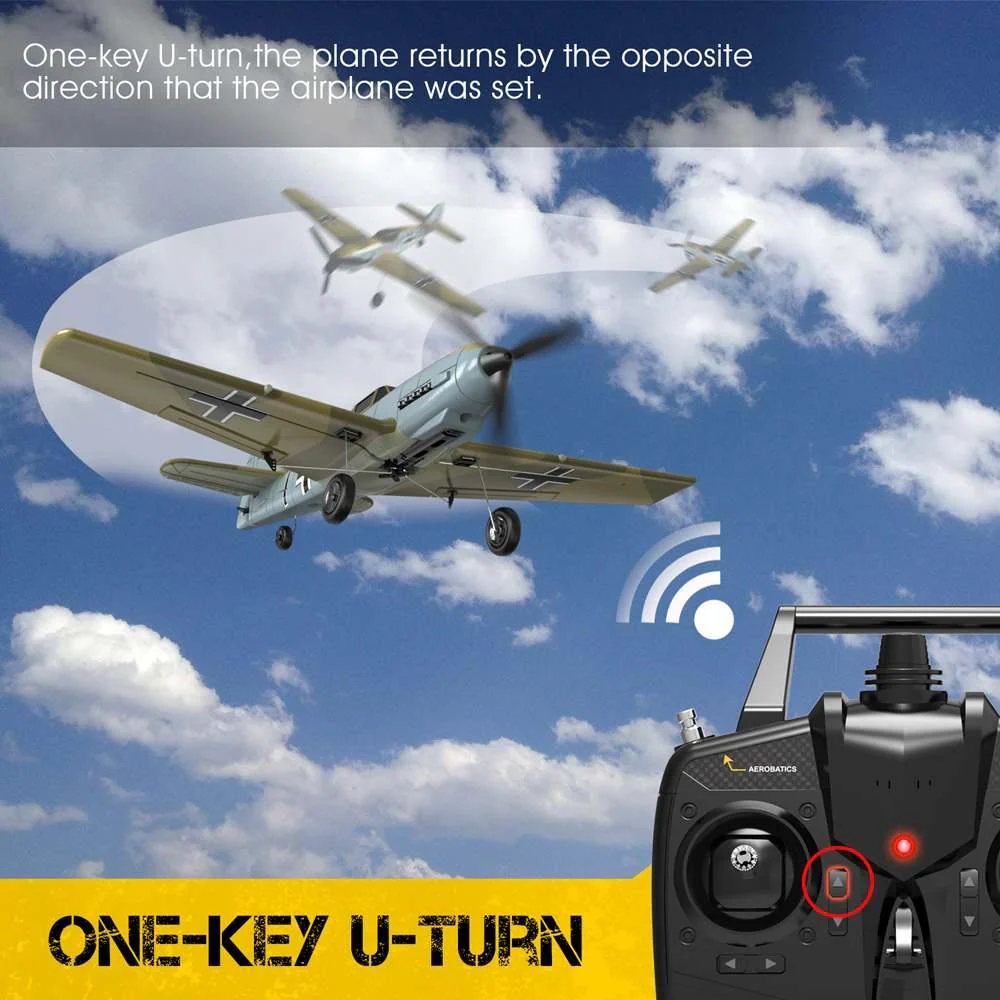 Eachine BF109 RC Airplane - 2.4GHz 4CH 400mm Wingspan 6-Axis One Key U-Turn Aerobatic Xpilot Stabilization System EPP Mini RTF Toy RC Plane