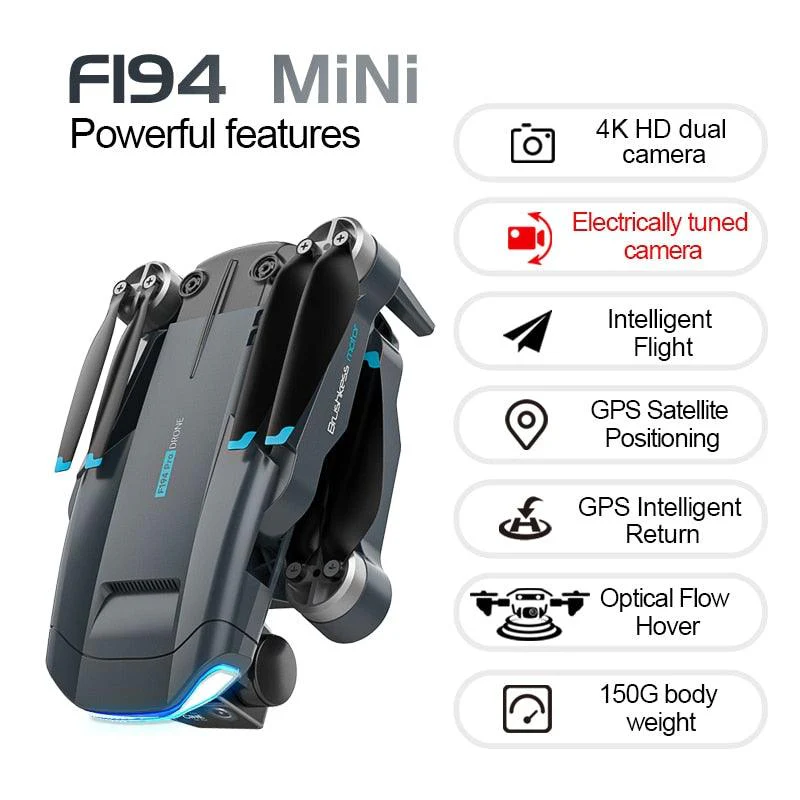 F194 GPS Drone - 1KM 5G 4K HD Dual Camera Fixed Height Brushless WIFI FPV Foldable Quadcopter Professional Camera Drone