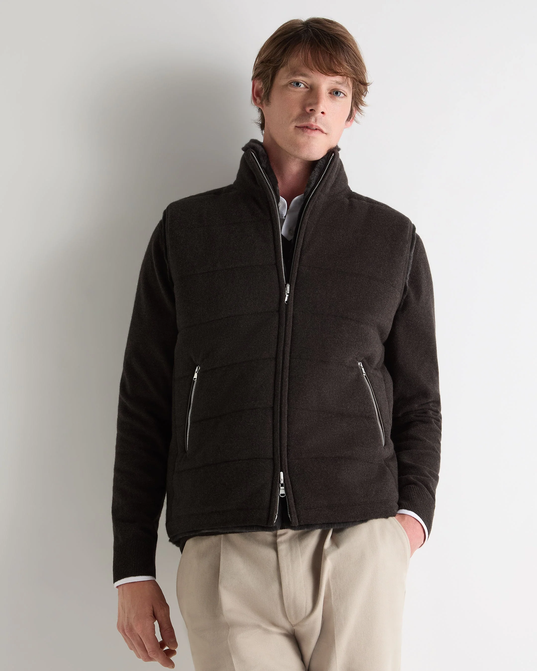 Men's Vermont Fur Lined Gilet Chocolate Brown