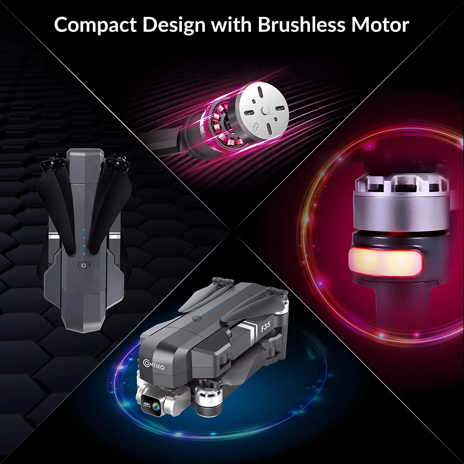 Contixo F35 GPS Drone - with 4K HD UHD Camera 2-Axis Self stabilizing Gimbal 5G WiFi FPV RC Quadcopter Brushless Drone for Adults, Bonus 64GB SD Card Carrying Case Professional Camera Drone