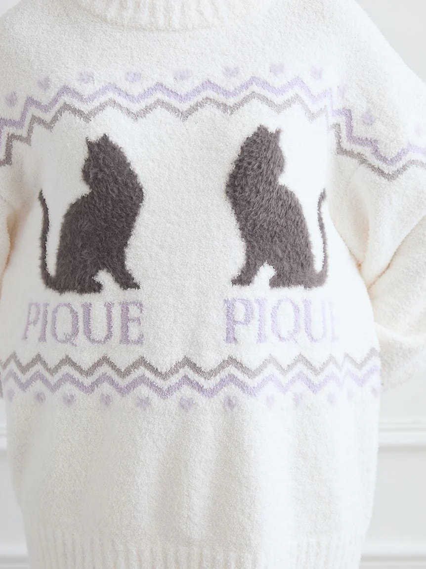 Black Cat Jacquard Pullover