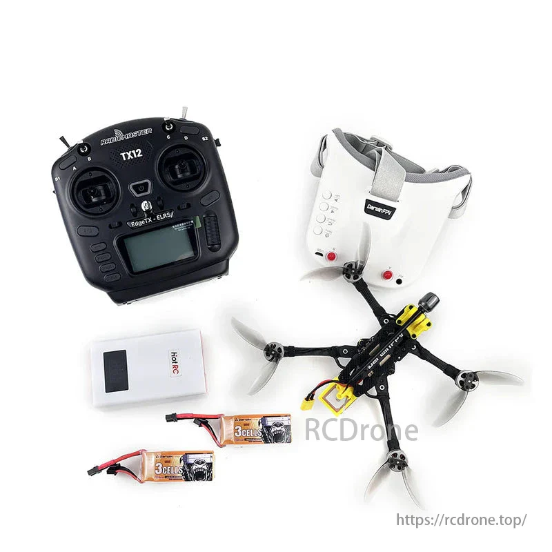 DarwinFPV FoldApe4 3S 4-Inch Folding Analog FPV Long Range Drone RTF Kit with TX12 Controller & Goggles