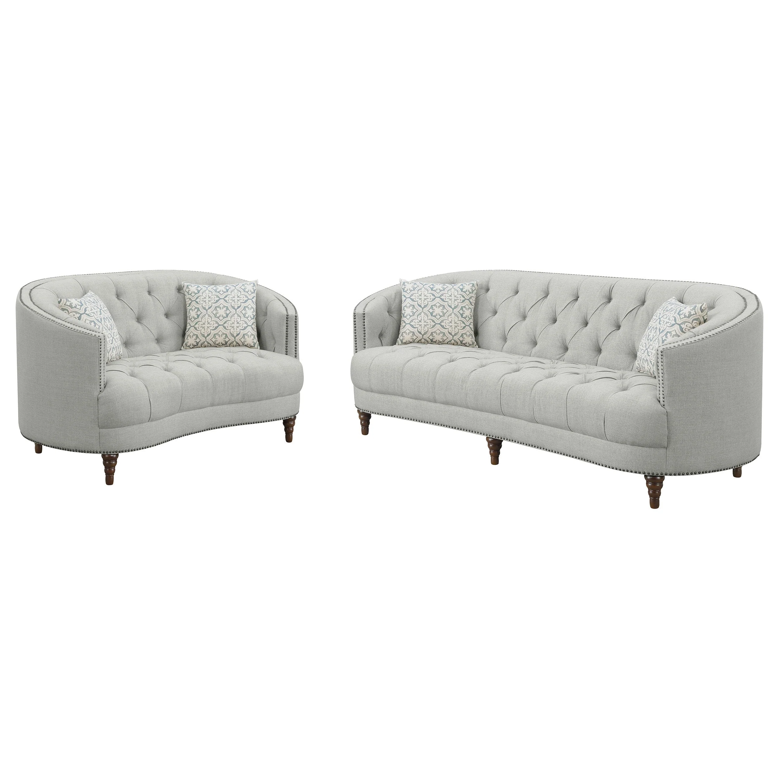 Avonlea  Upholstered Sloped Arm Sofa Set Grey Fabric