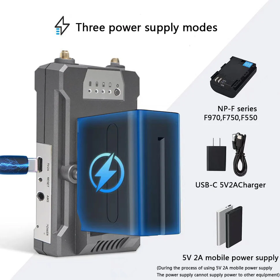 5.8Ghz HDMI Transmitter and Receiver - wireless hdmi Extender Kit 200M  Support NP-F Battery For Camera PS4 PC To TV Projector