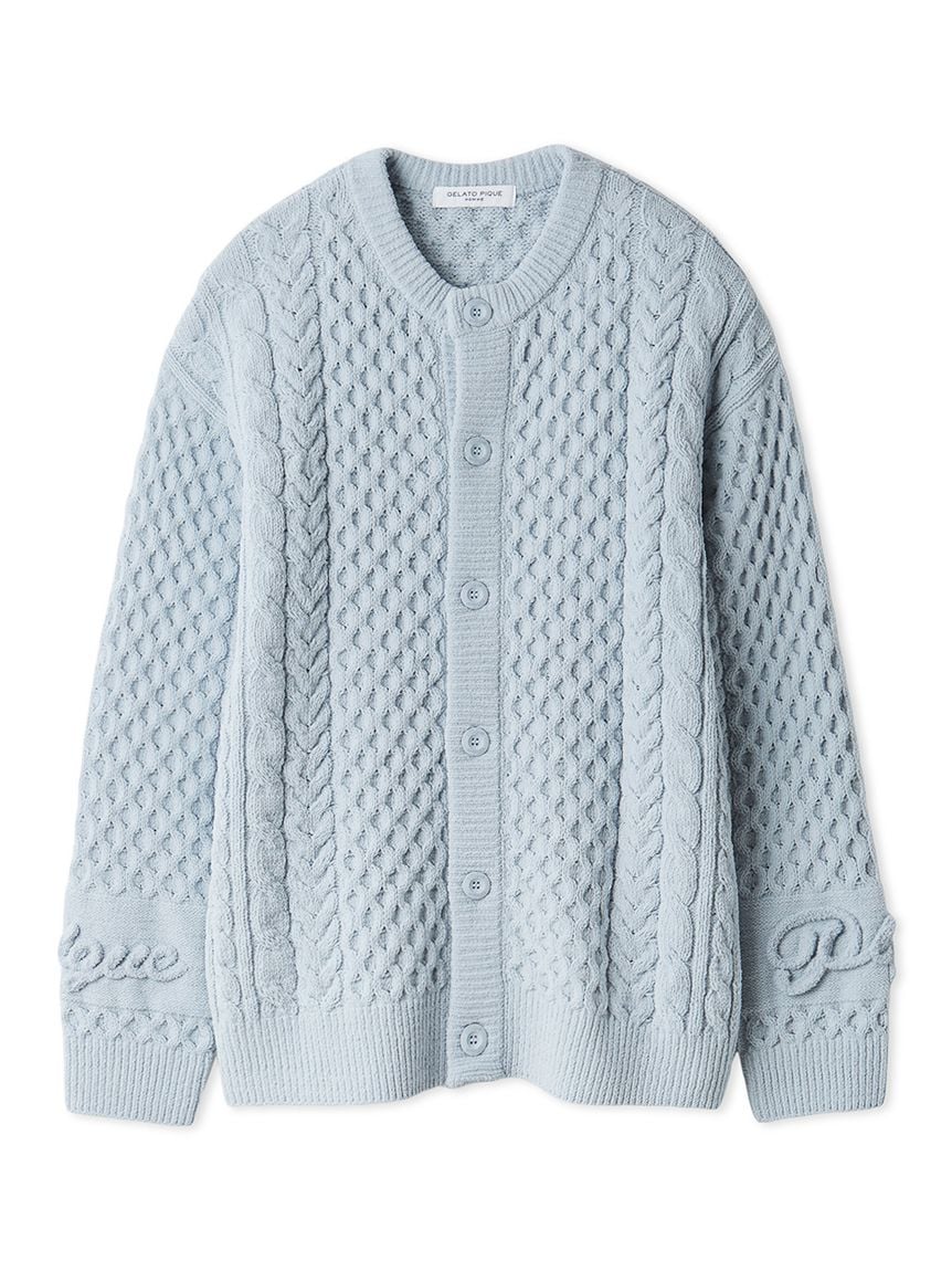 Men's Aran Rope Embroidery Logo Cardigan