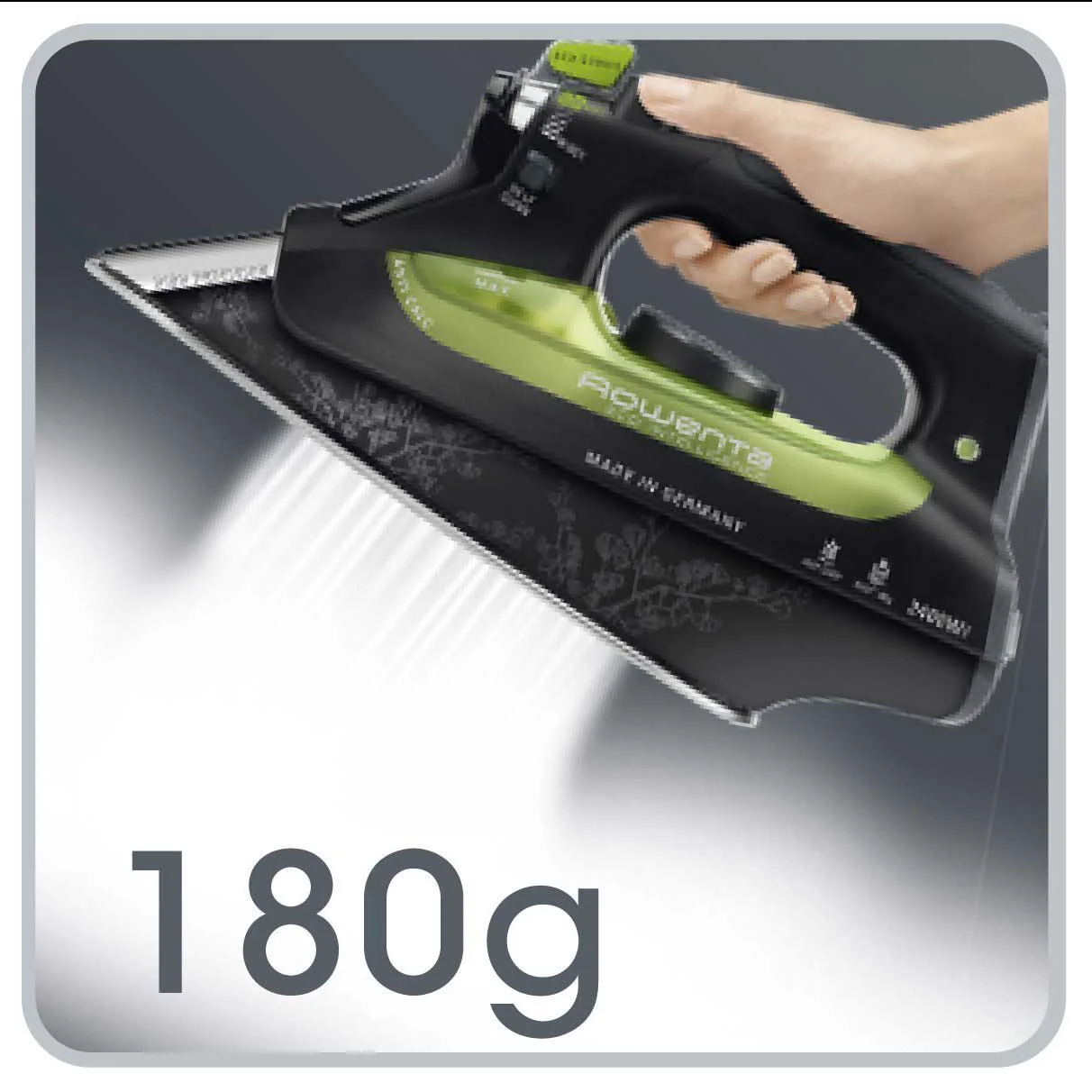 Rowenta DW6010 Eco Focus Black & Green Steam Iron for 220/240 Volts