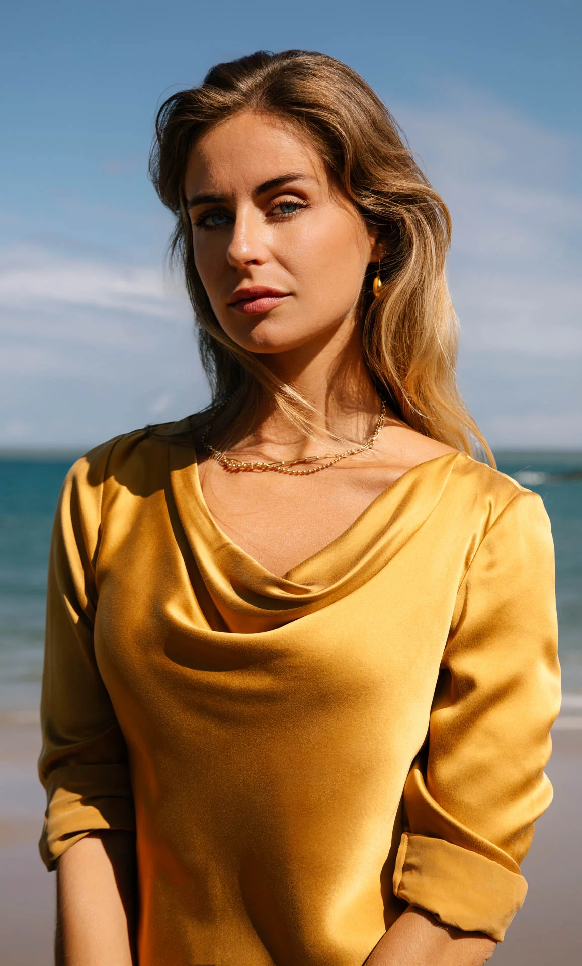 Claudia Silk Cowl Neck Blouse