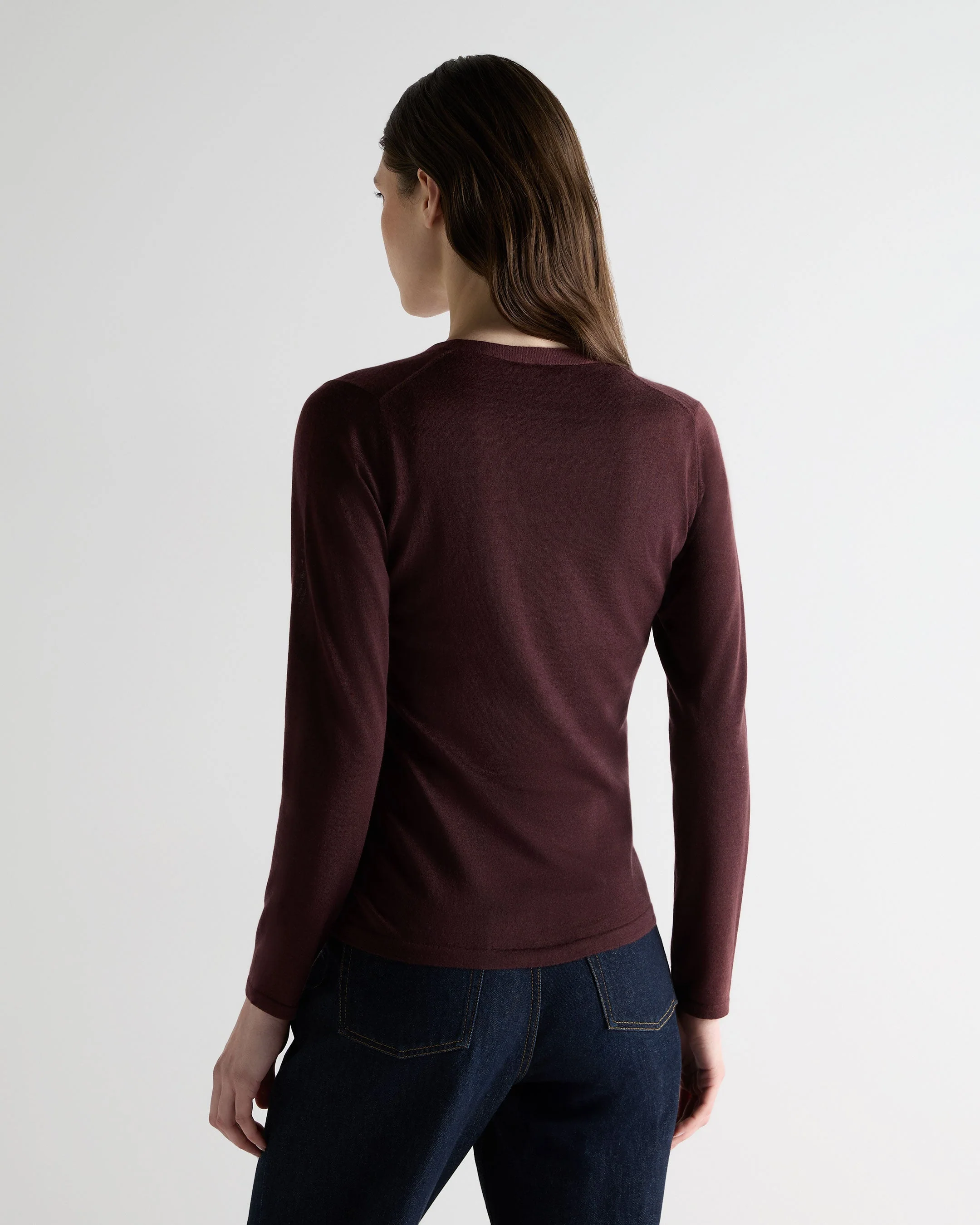 Women's Mia Superfine Cashmere V Neck Cardigan Claret Red