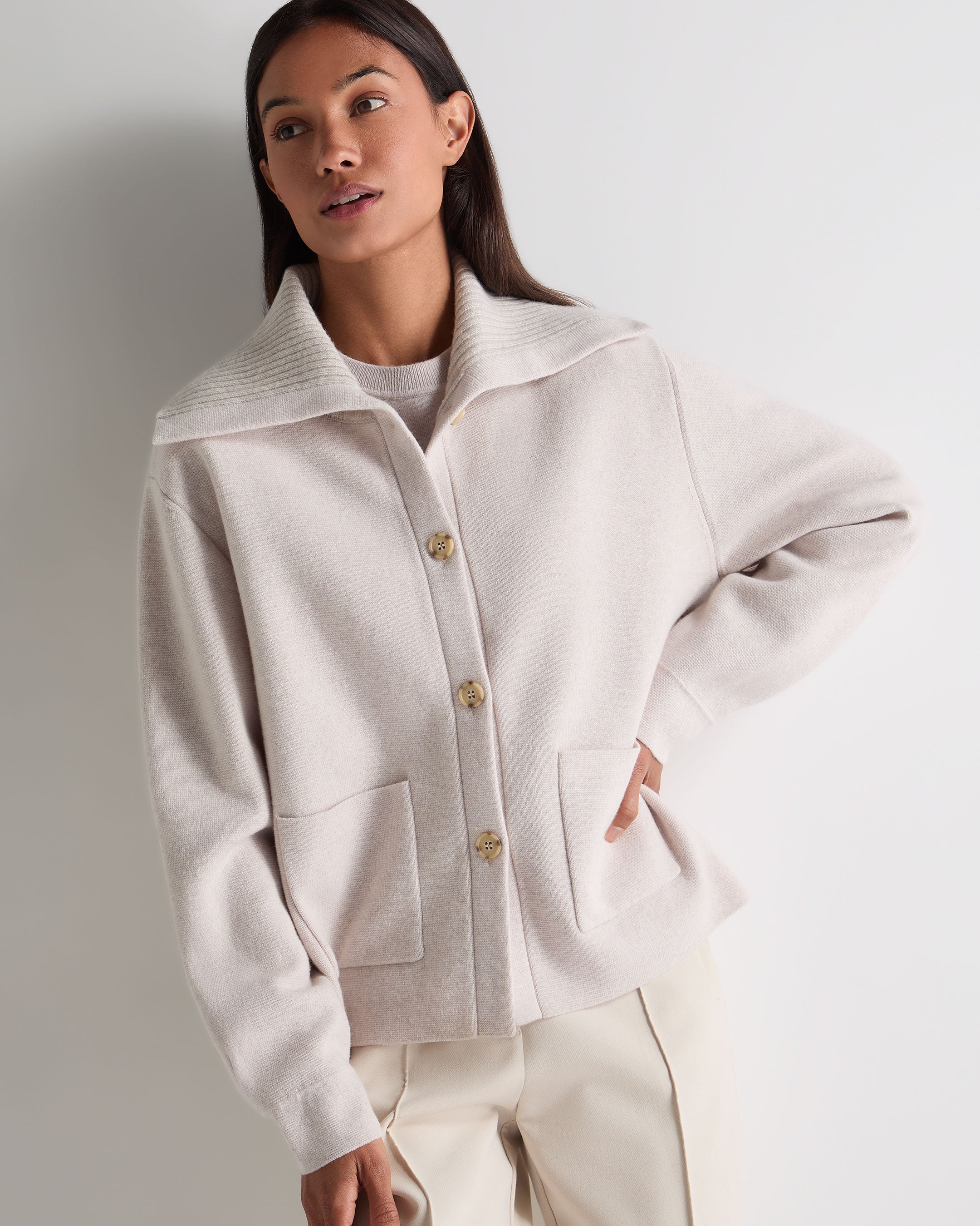 Women's Milano Cashmere Overshirt Frost White