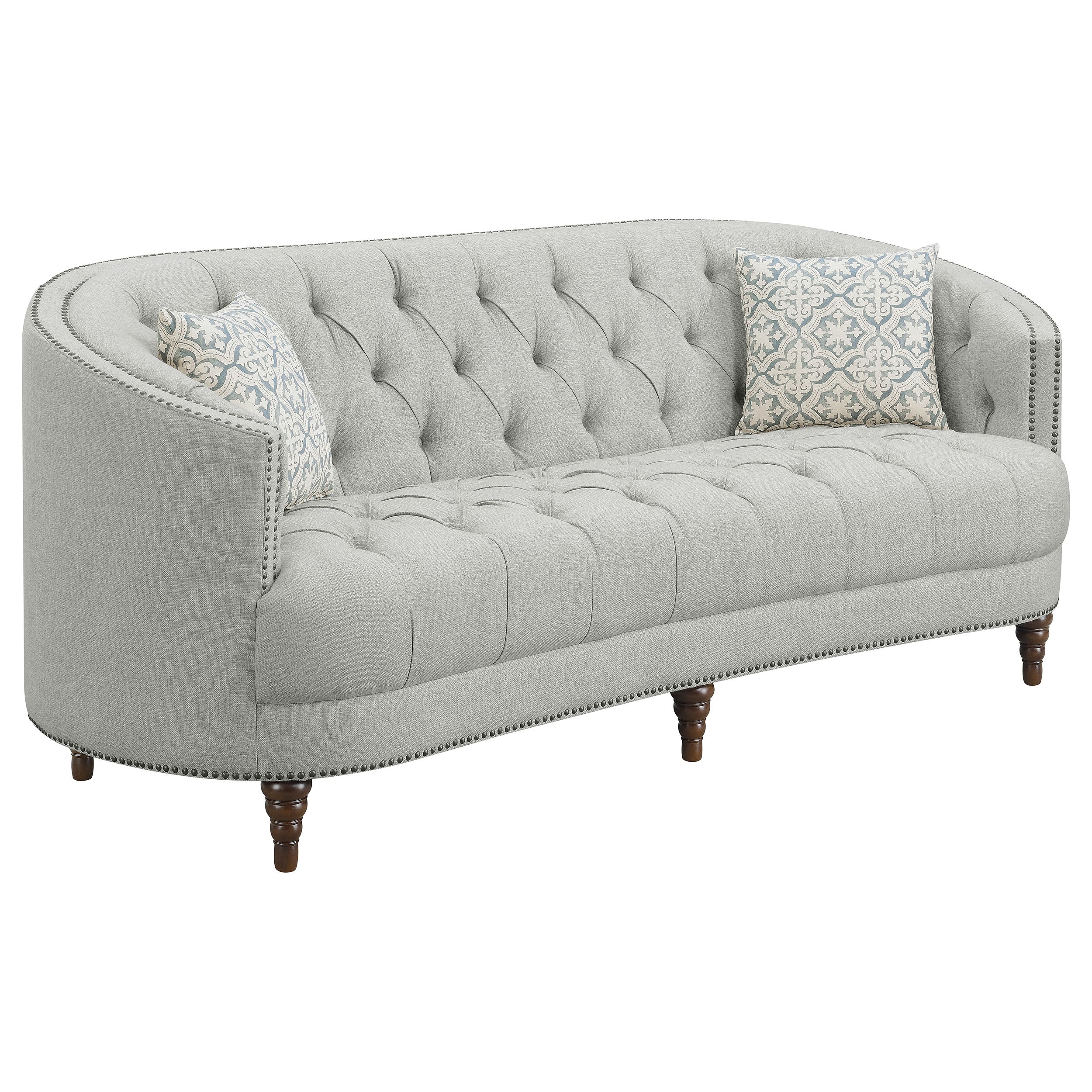 Avonlea  Upholstered Sloped Arm Sofa Set Grey Fabric