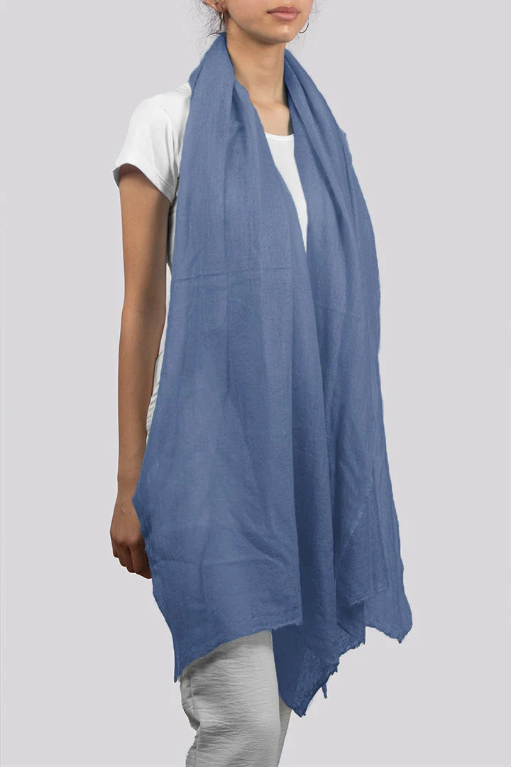 Handwoven Sky Blue Cashmere Scarf Shawl Wrap