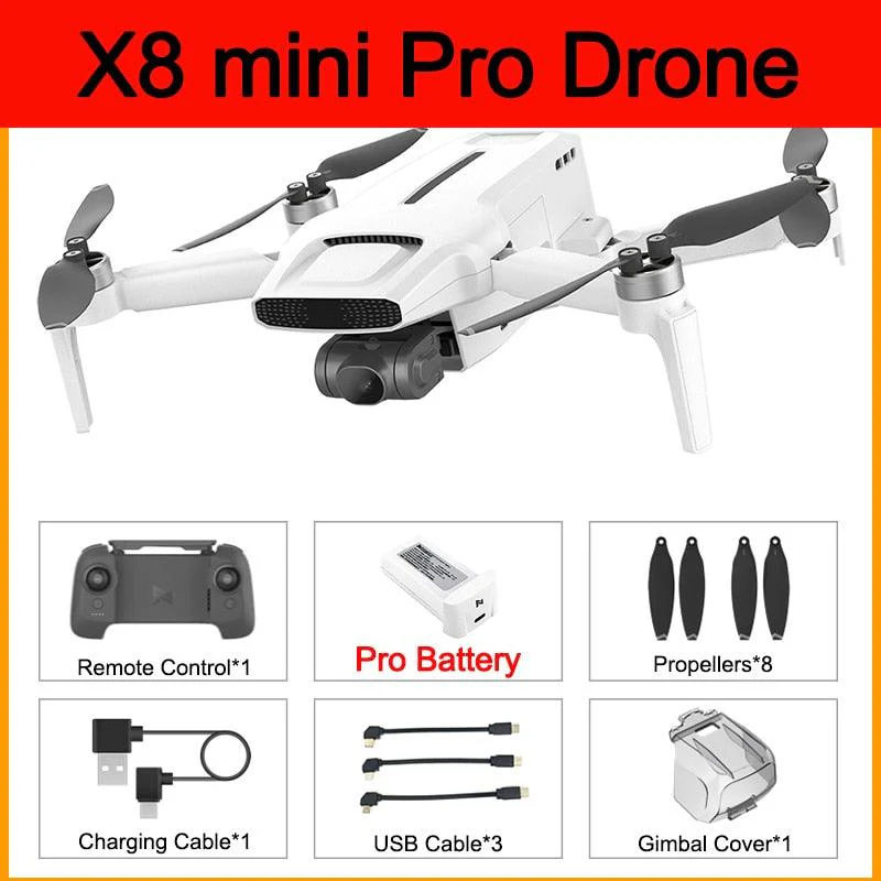 FIMI X8 mini Pro Camera Drone - 4K HD 3-Axis Gimbal 5G Wifi GPS Drone 8km Remote Control 30mins Flight 250G-Class Quadcopter