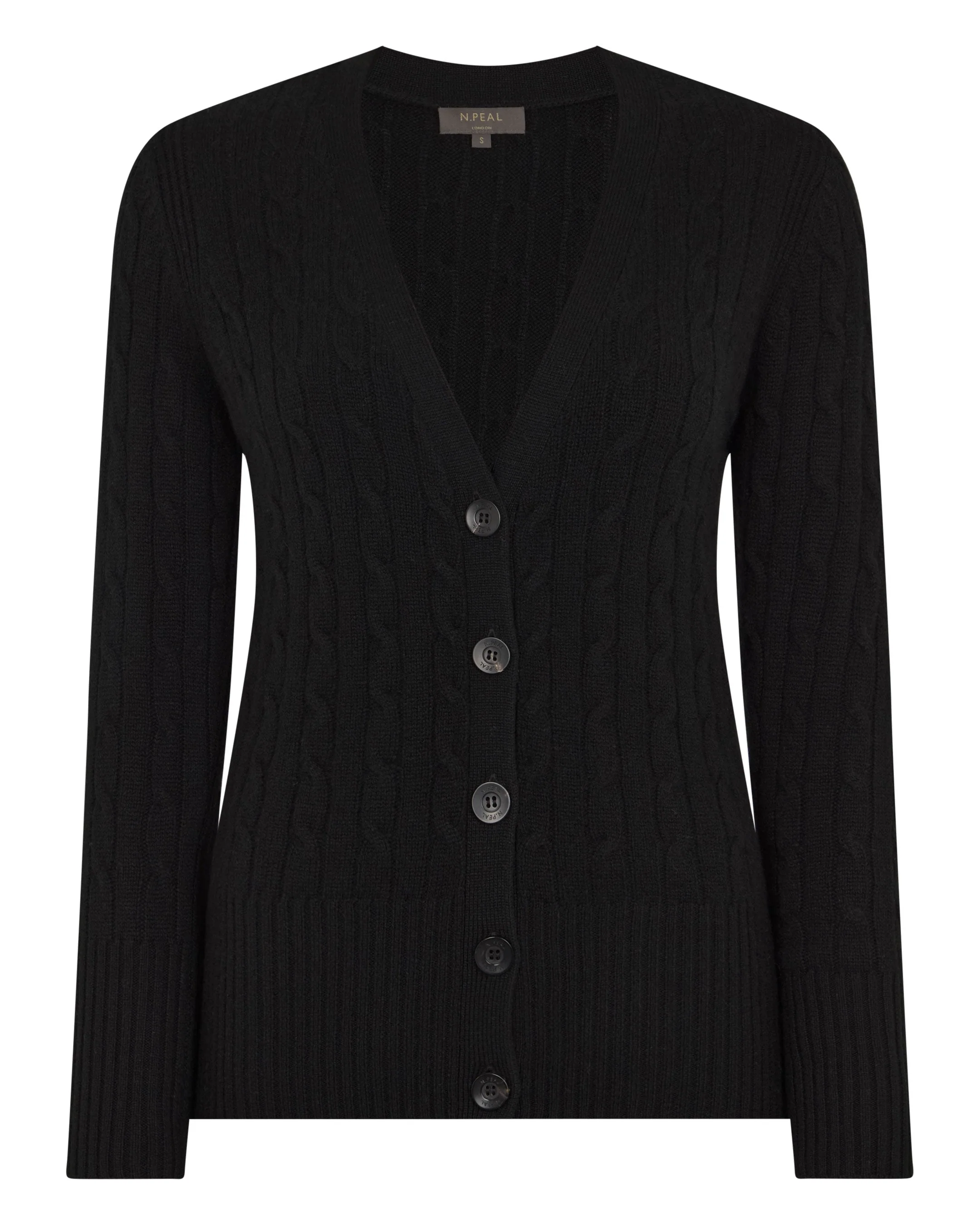 Women's Clara Cable V Neck Cashmere Cardigan Black