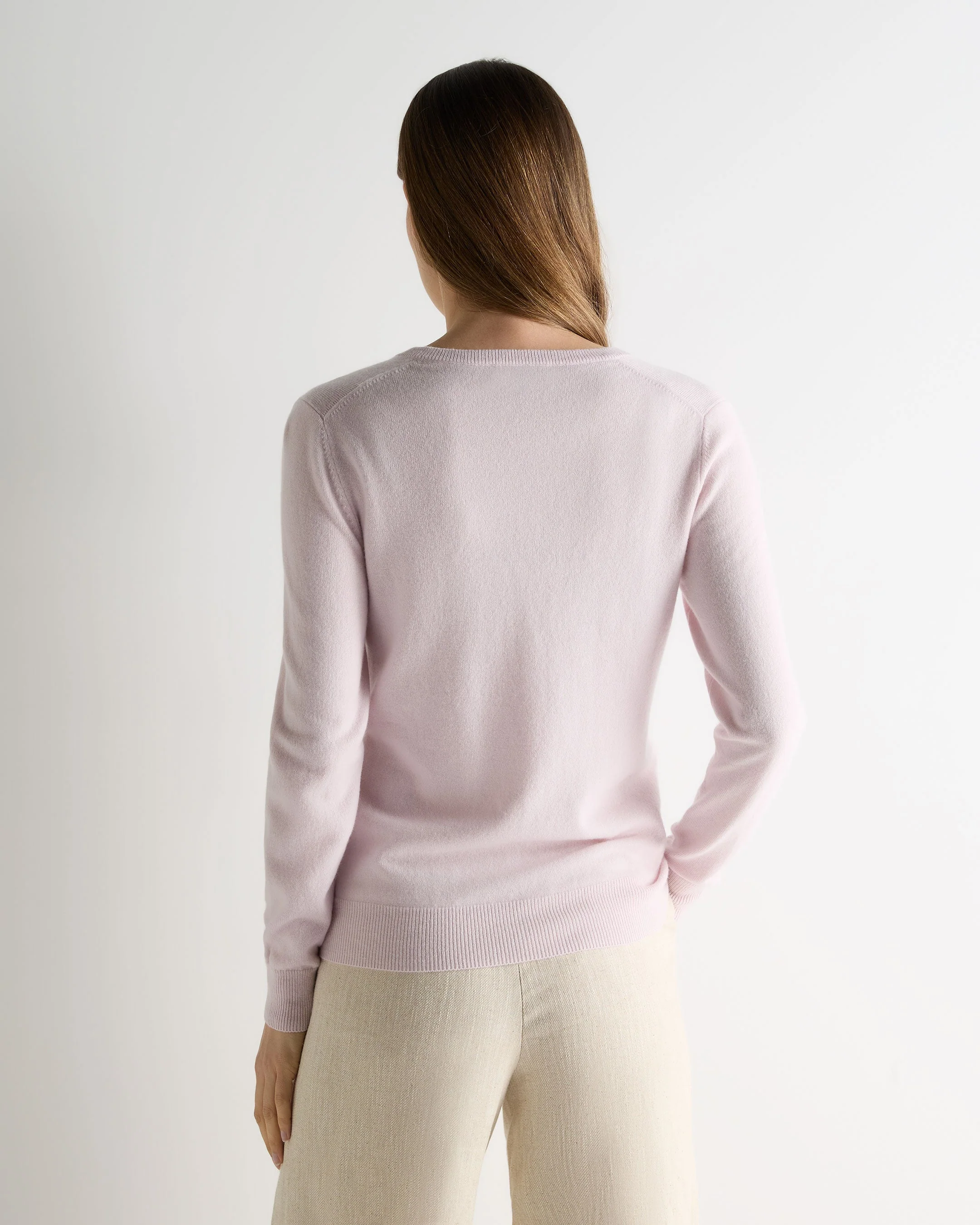 Women's Phoebe V Neck Cashmere Sweater Chalk Pink