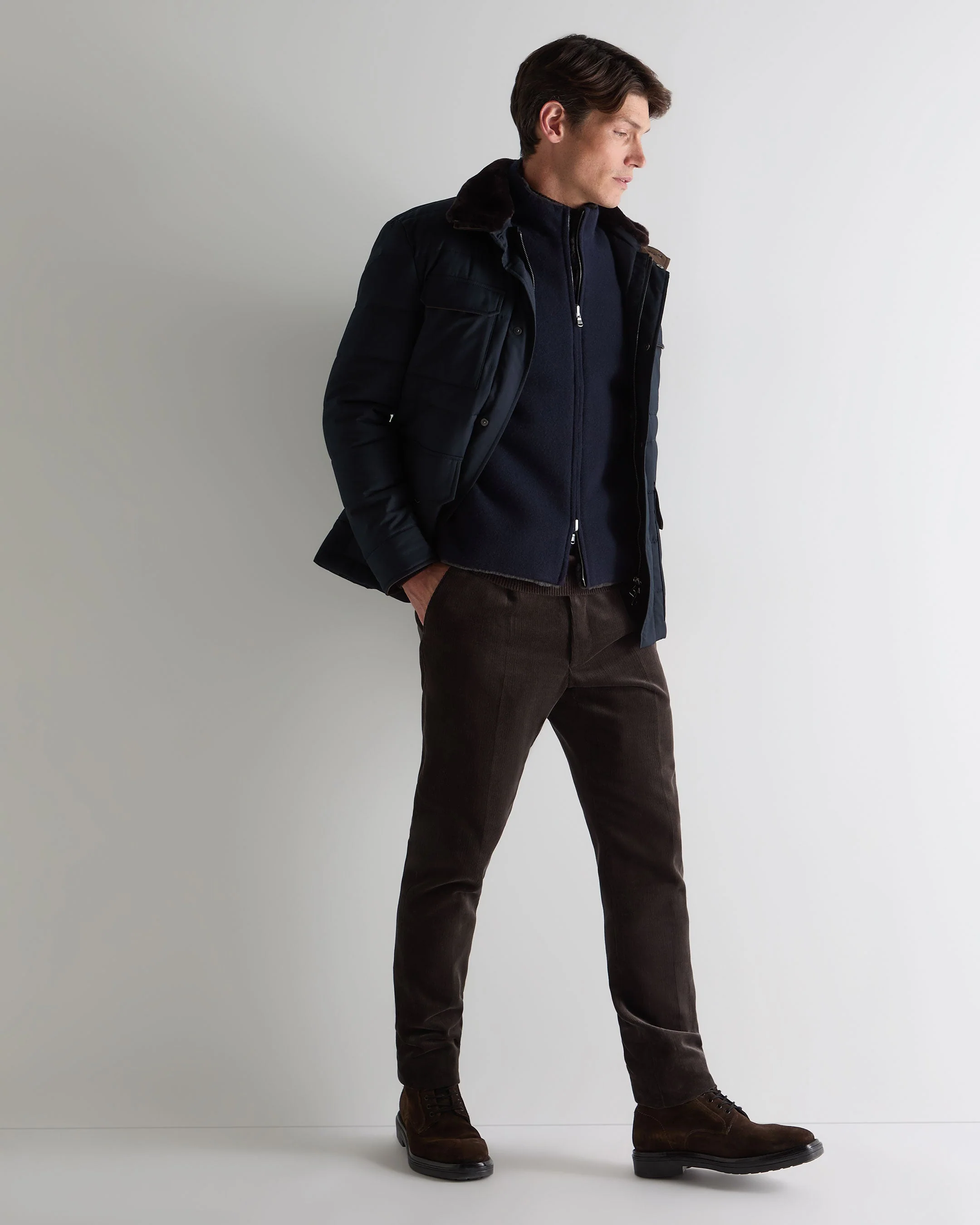 Men's Shaftesbury Reversible Cashmere Gilet Navy Blue