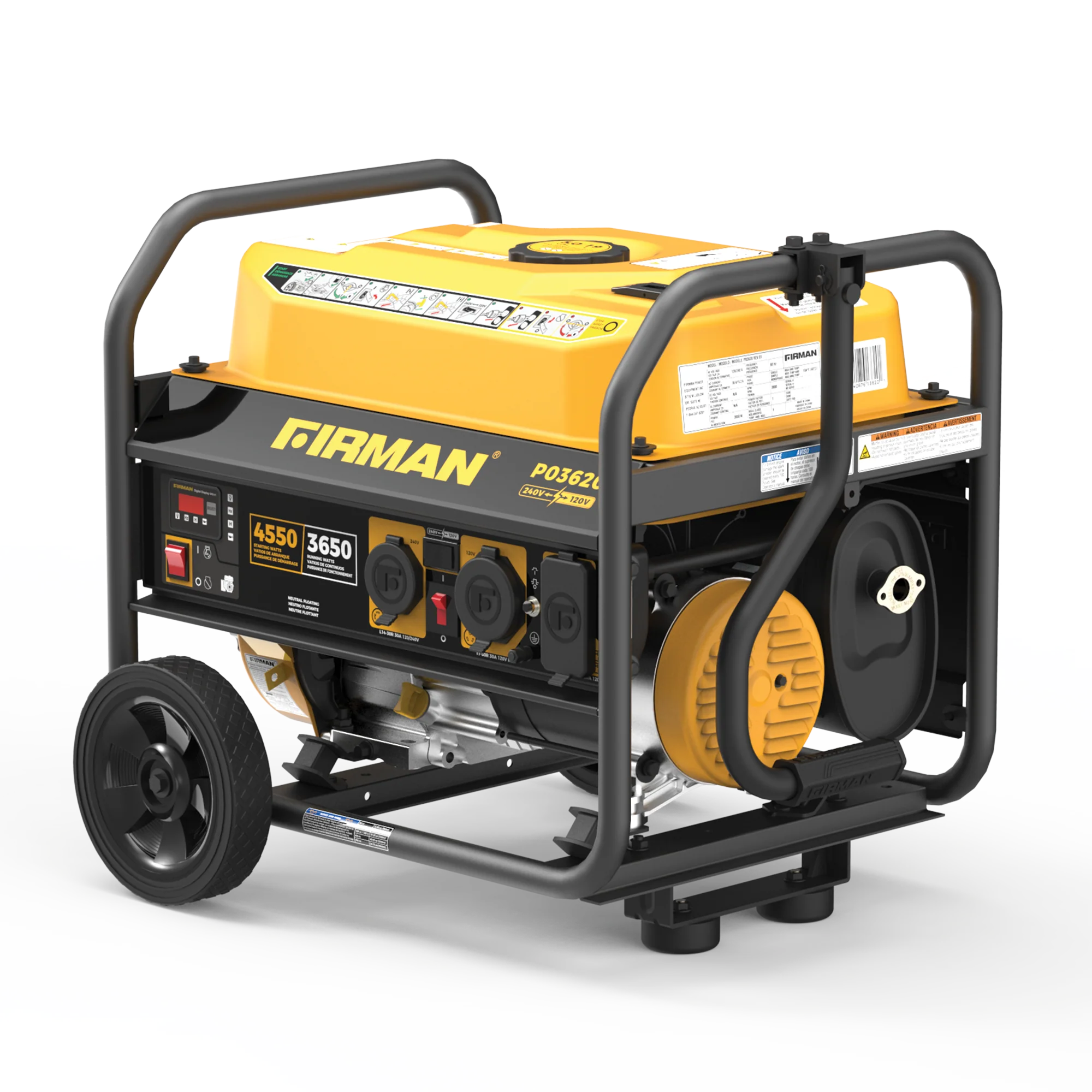 Gas Portable Generator 4550W Recoil Start 120/240V
