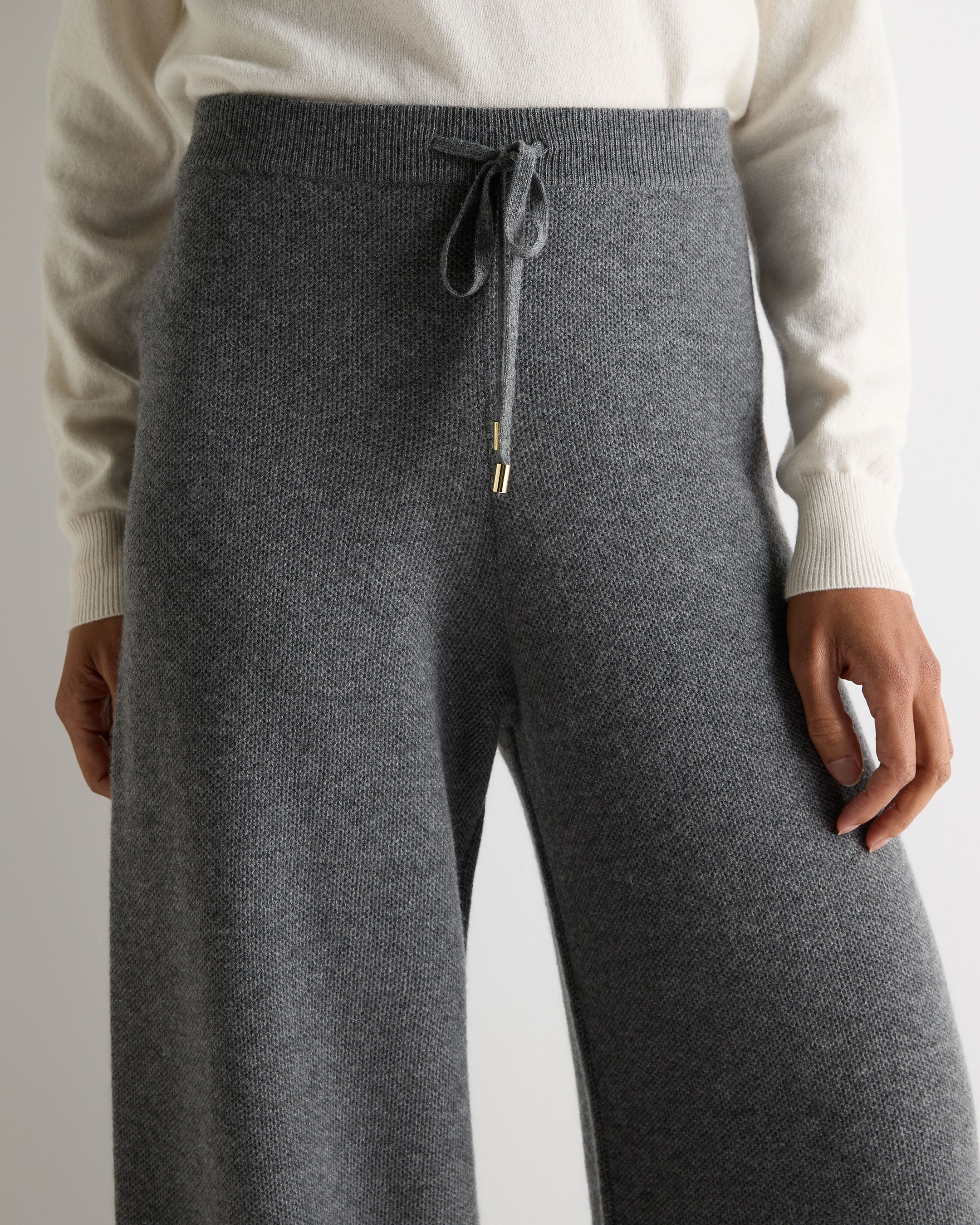 Women's Honeycomb Knit Cashmere Pant Elephant Grey